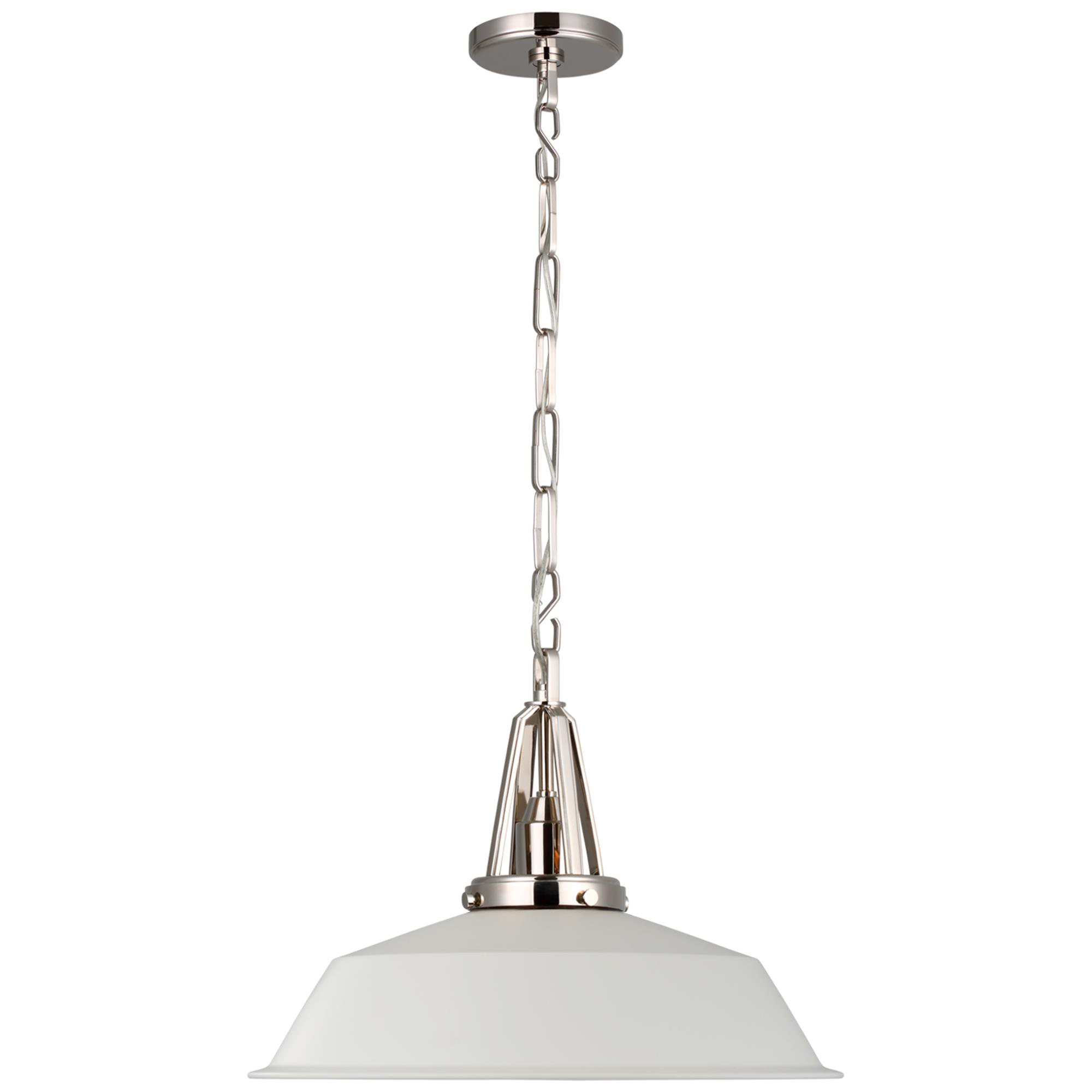 Shown in Polished Nickel finish and Matte White shade