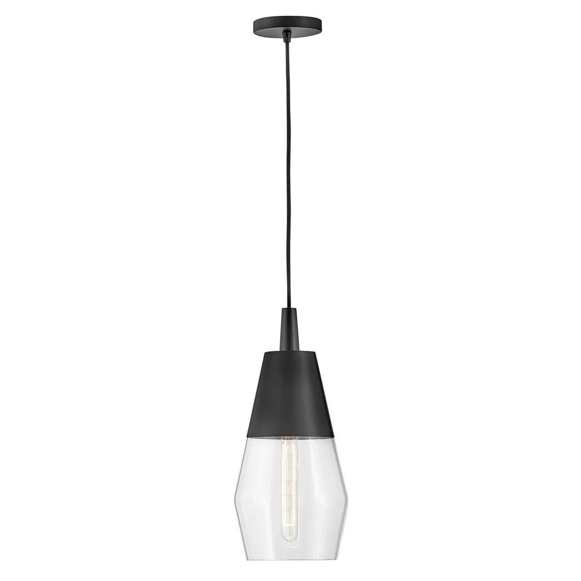Shown in Black finish and Clear glass