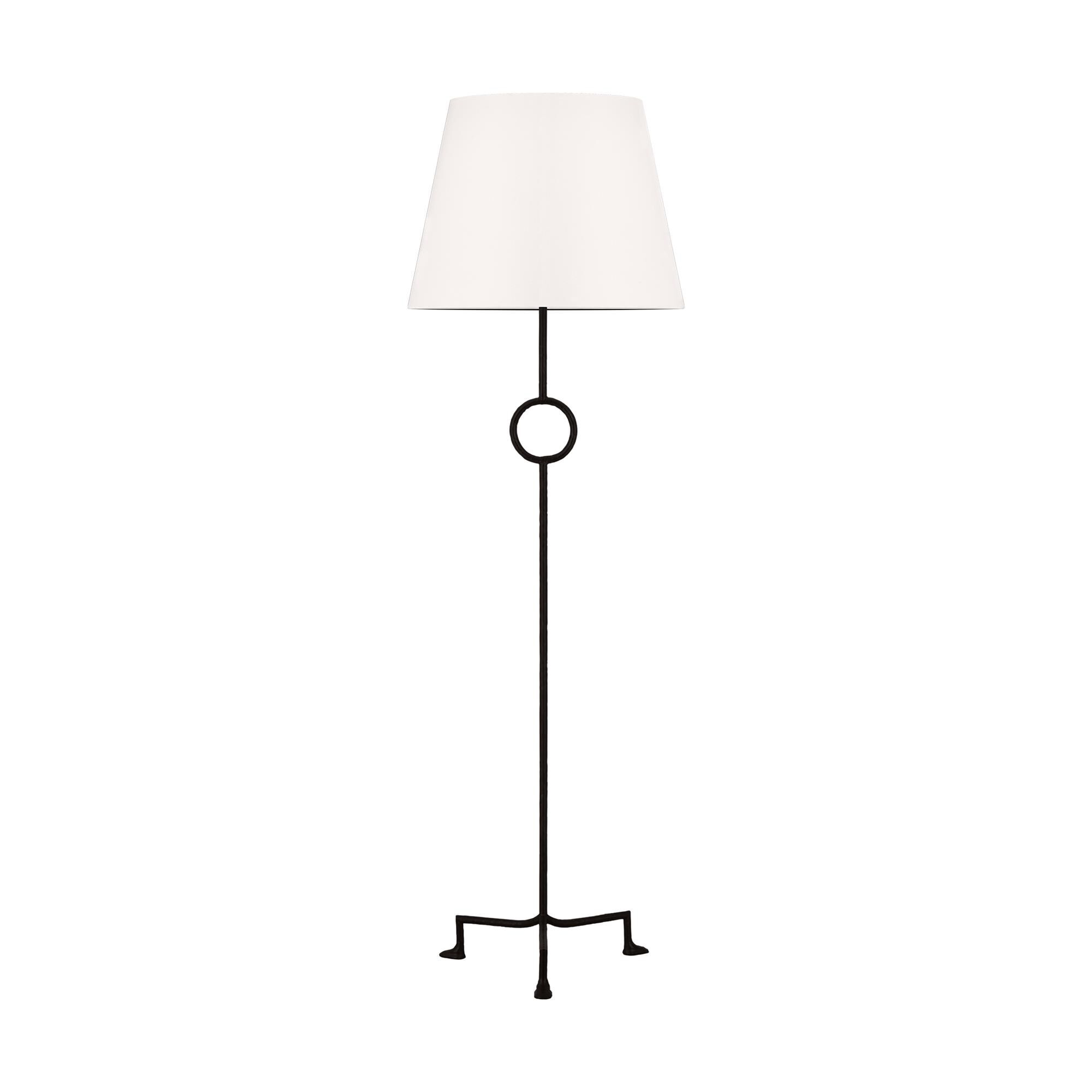 Shown in Aged Iron finish and White Linen Fabric shade