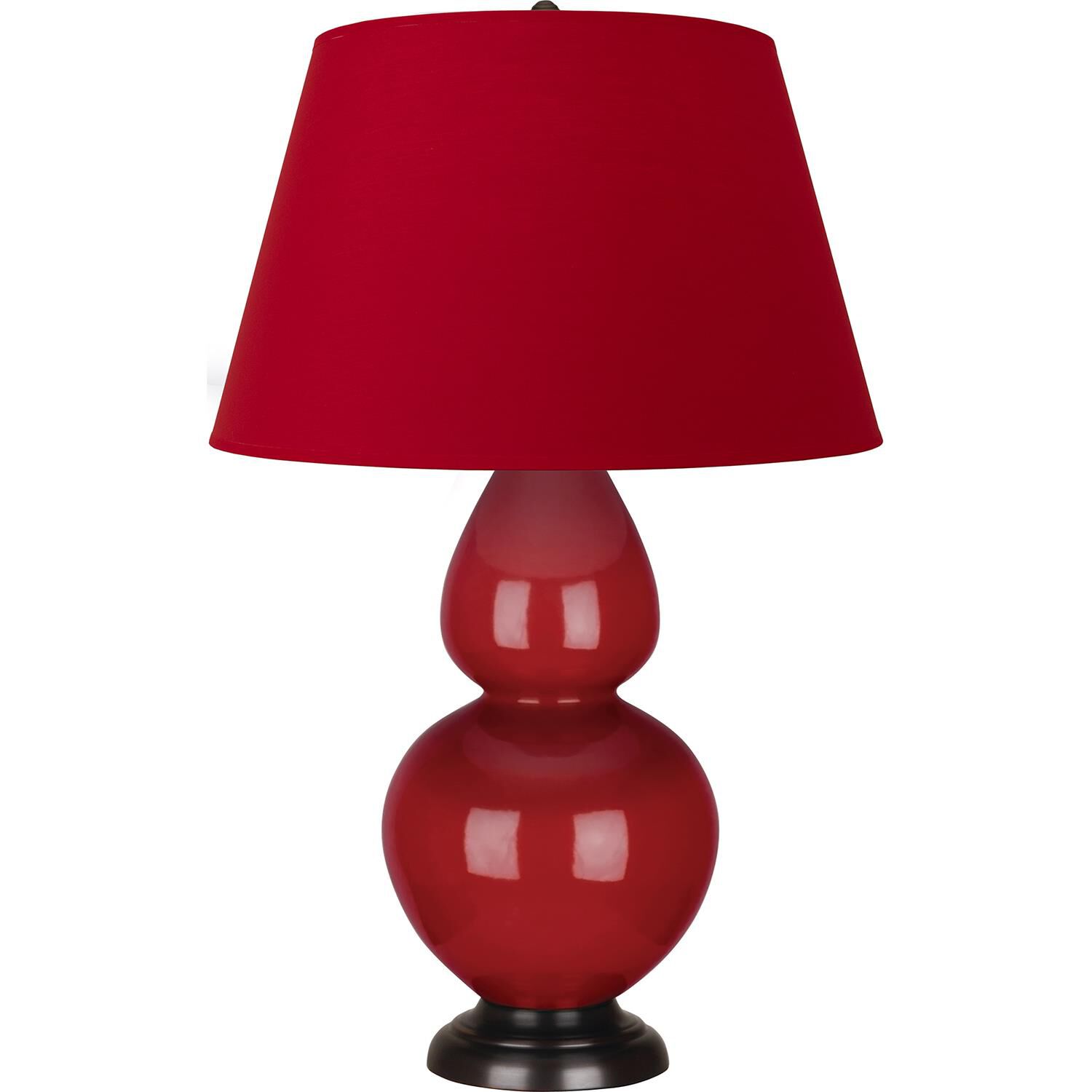 Shown in Ruby Red finish and Rose Red with Ink Black Lining shade and Deep Patina Bronze accent