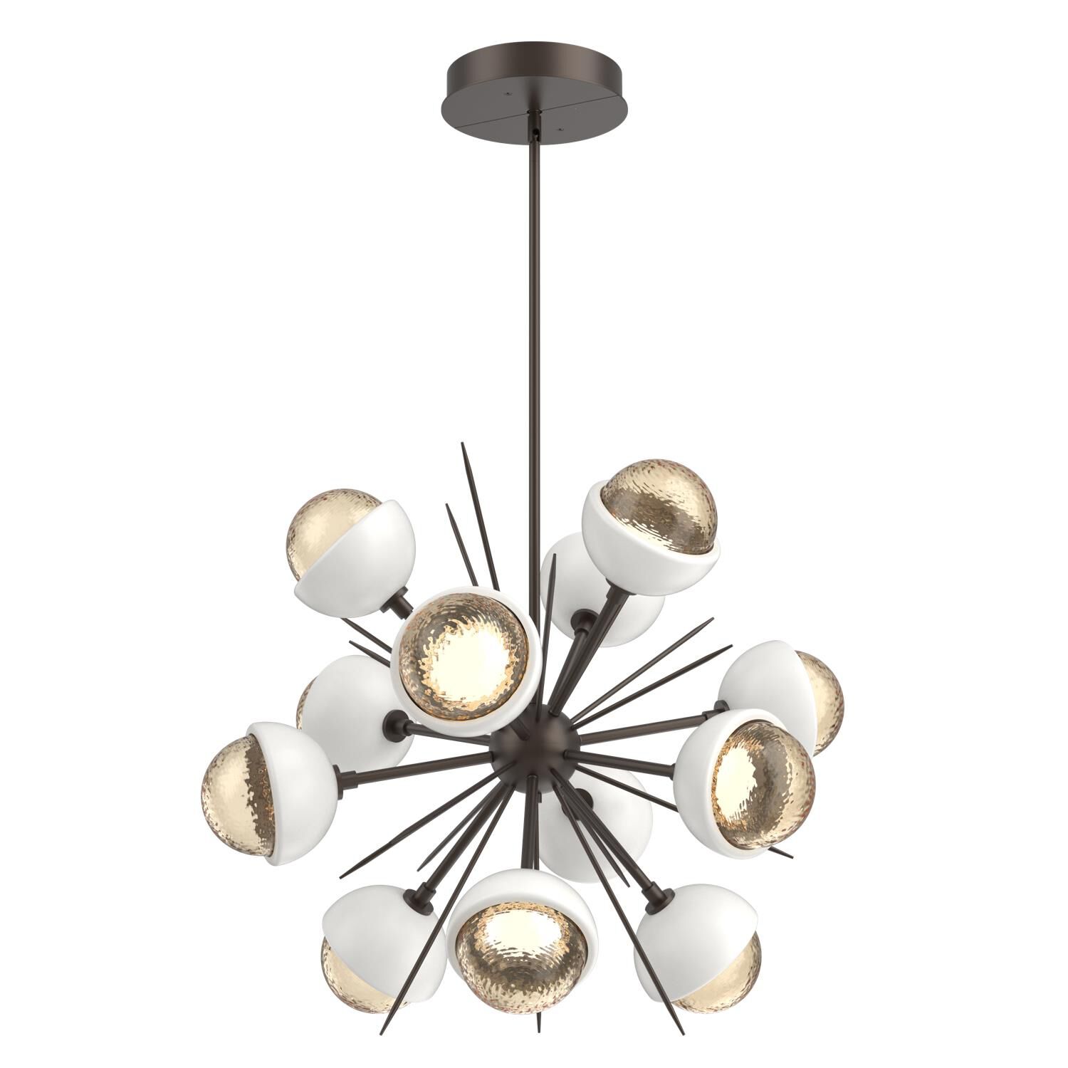 Shown in Flat Bronze finish and Amber glass and Salt White accent