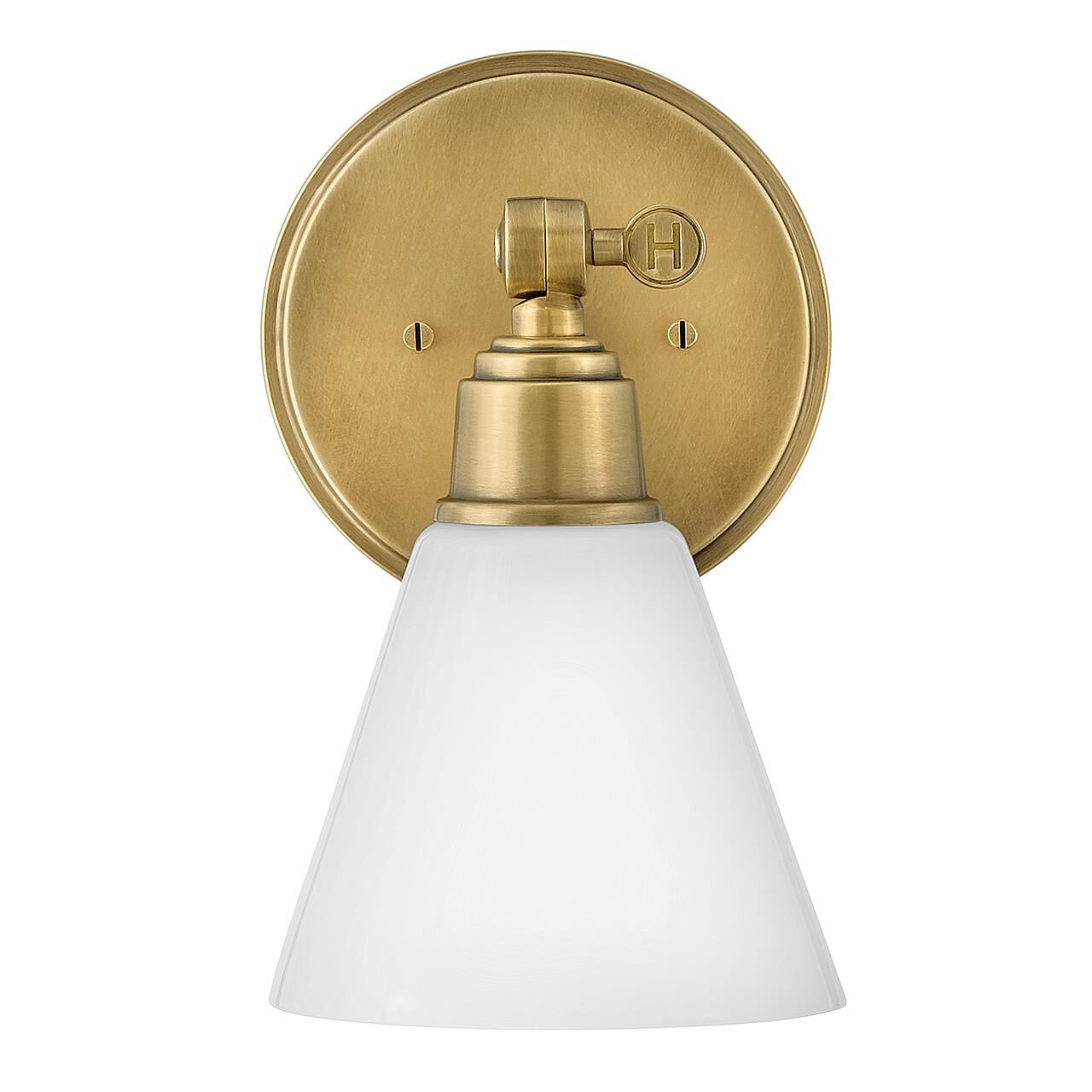 Shown in Heritage Brass finish and Cased Opal glass