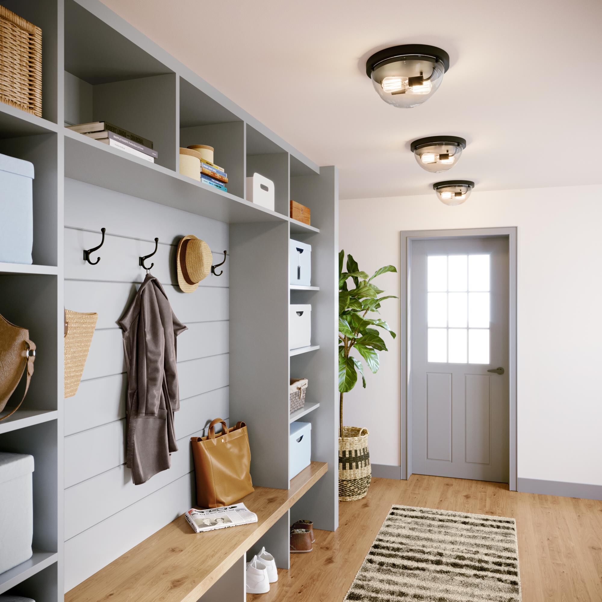 Shown in Matte Black finish and Clear glass