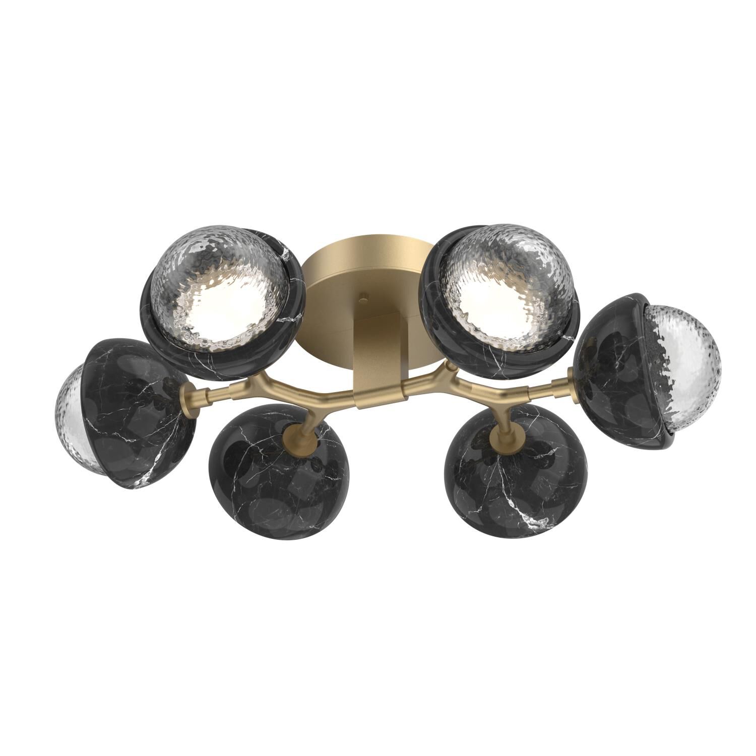 Shown in Novel Brass finish and Clear glass and Black Marble accent