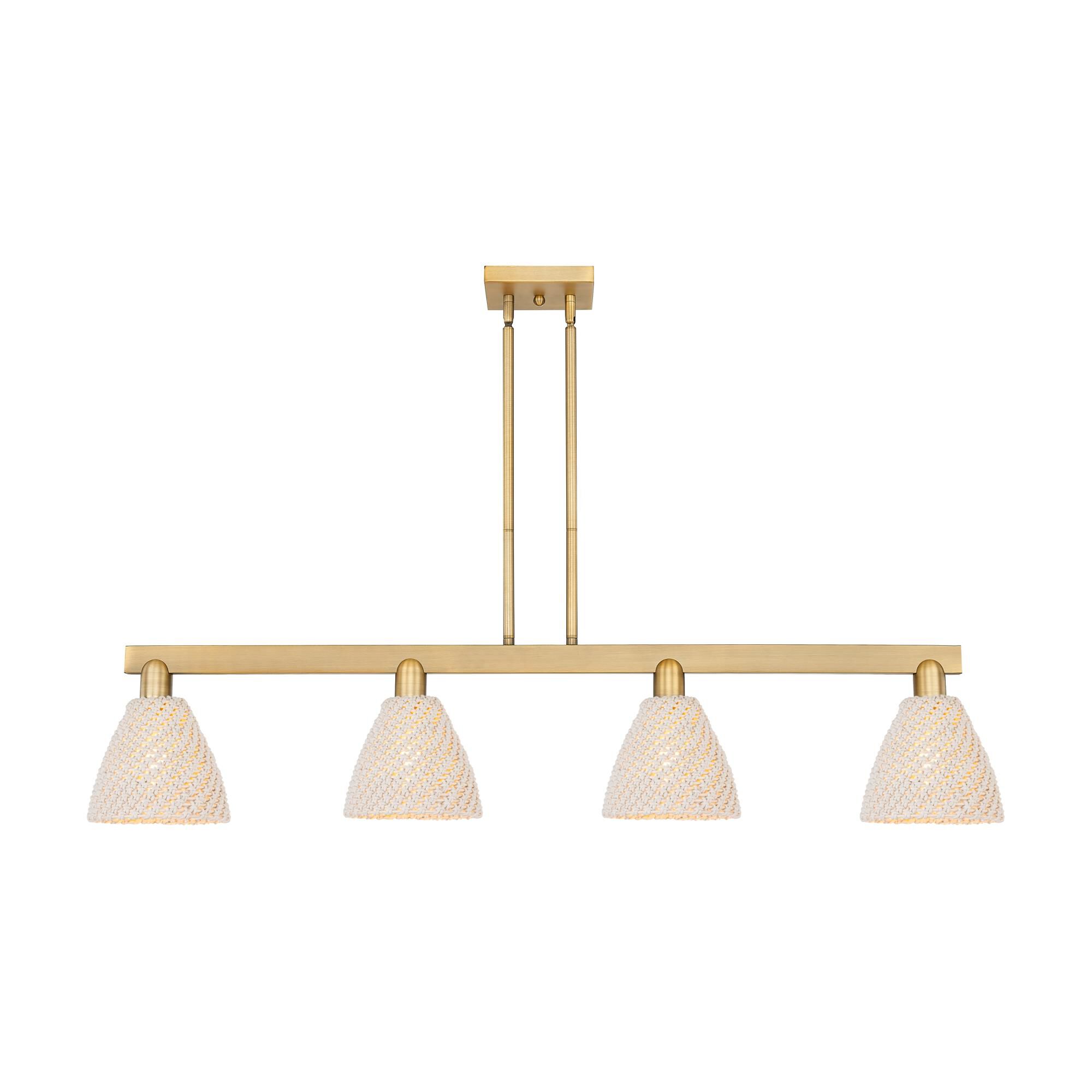 Shown in Brushed Brass finish and Natural shade