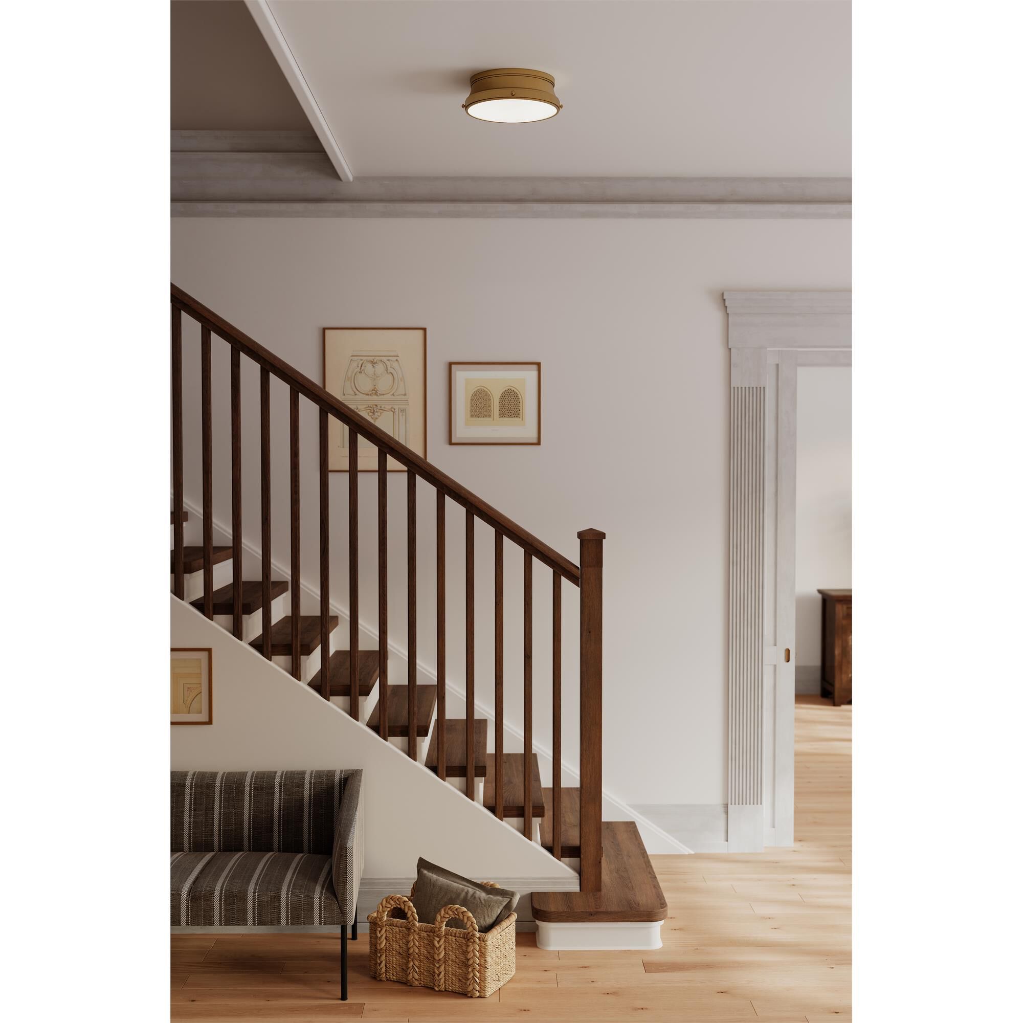 Shown in Legacy Brass finish and Etched Opal glass