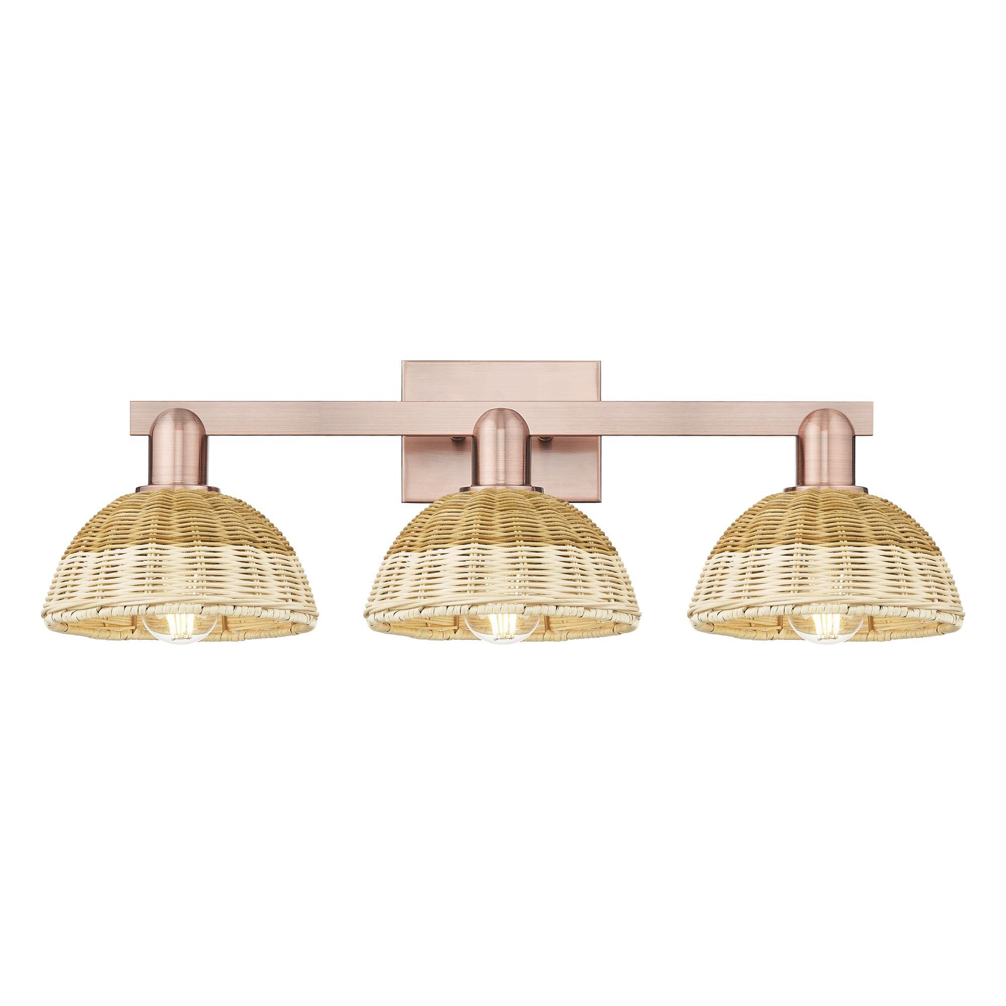 Shown in Antique Copper finish and Natural Fiber shade
