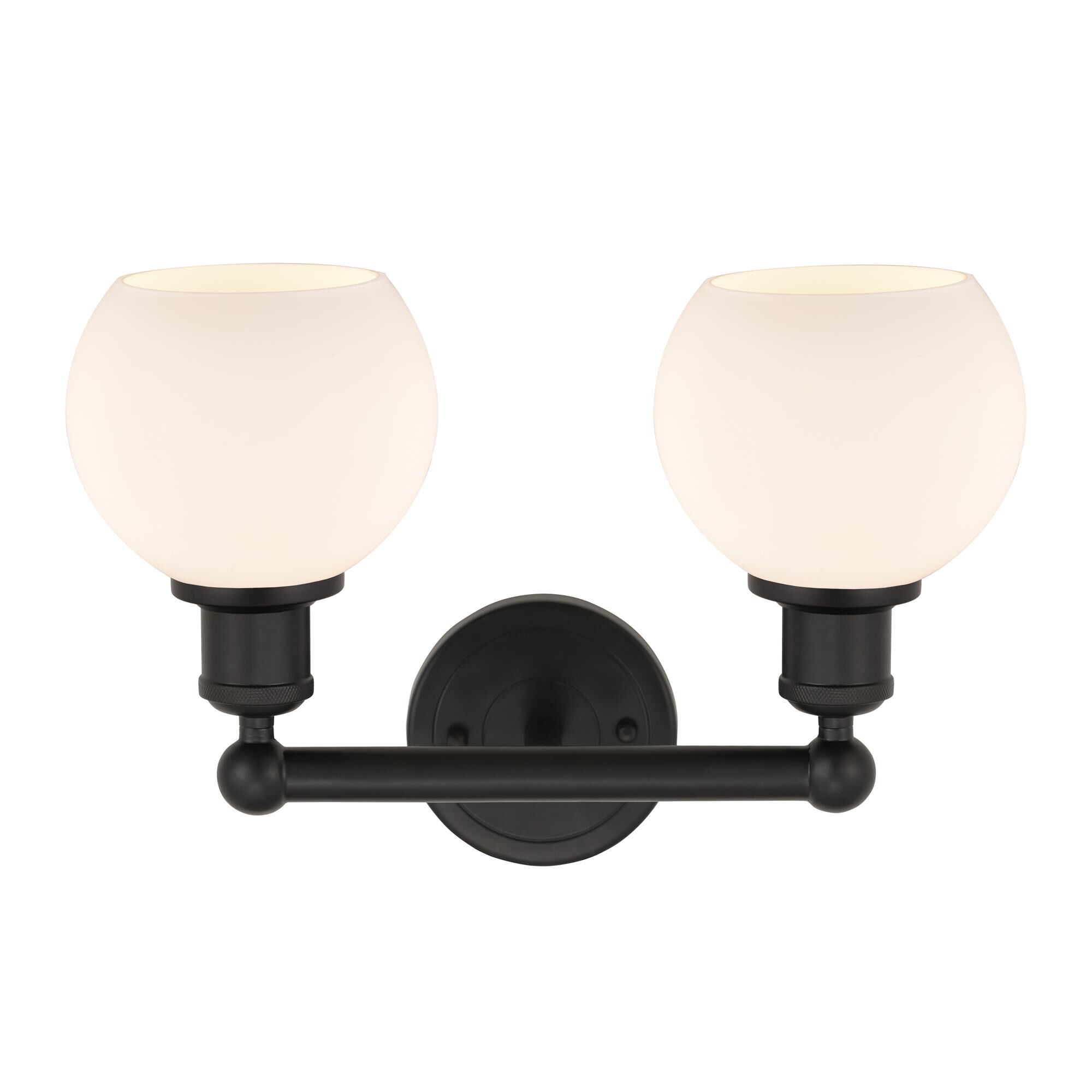 Shown in Oil Rubbed Bronze  finish and Matte White glass