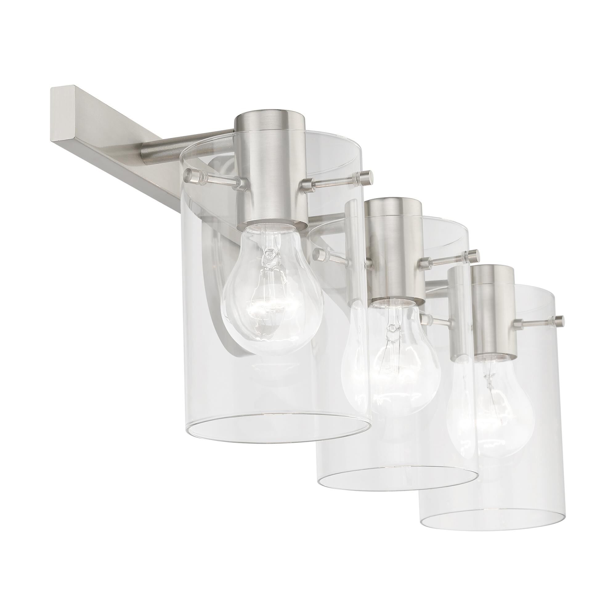 Shown in Brushed Nickel finish and Clear glass