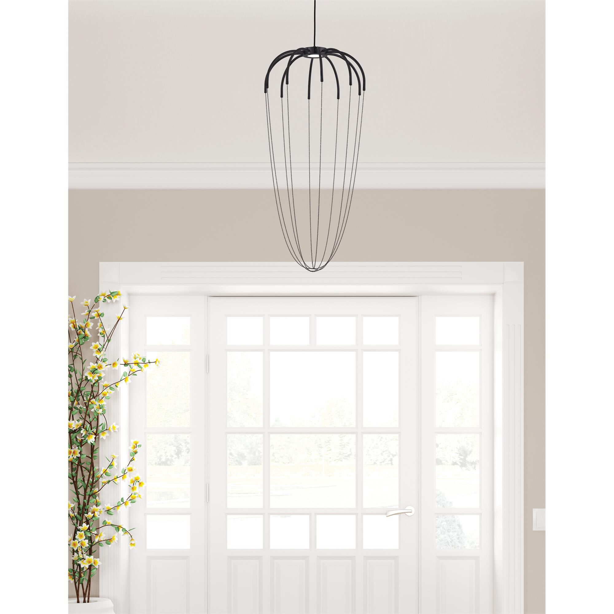 Shown in Matte Black finish and White shade