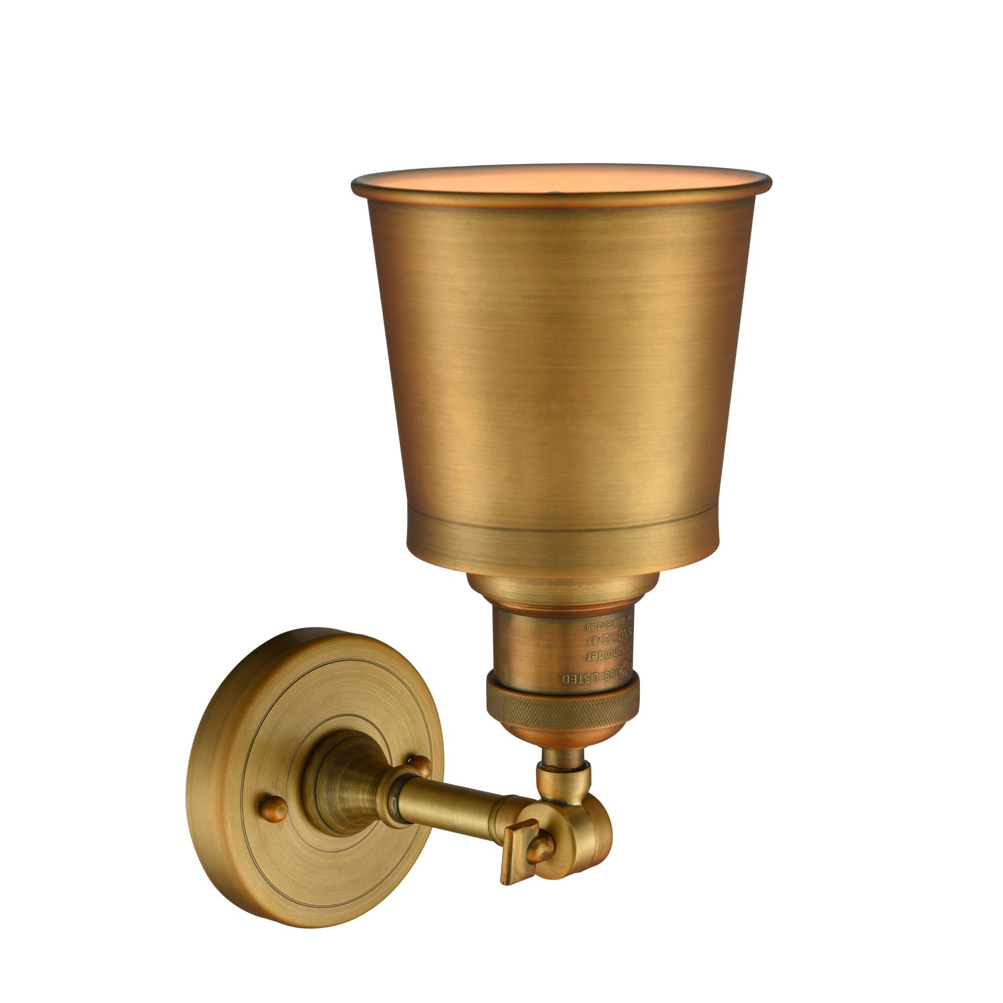 Shown in Brushed Brass finish and Brushed Brass shade and None accent