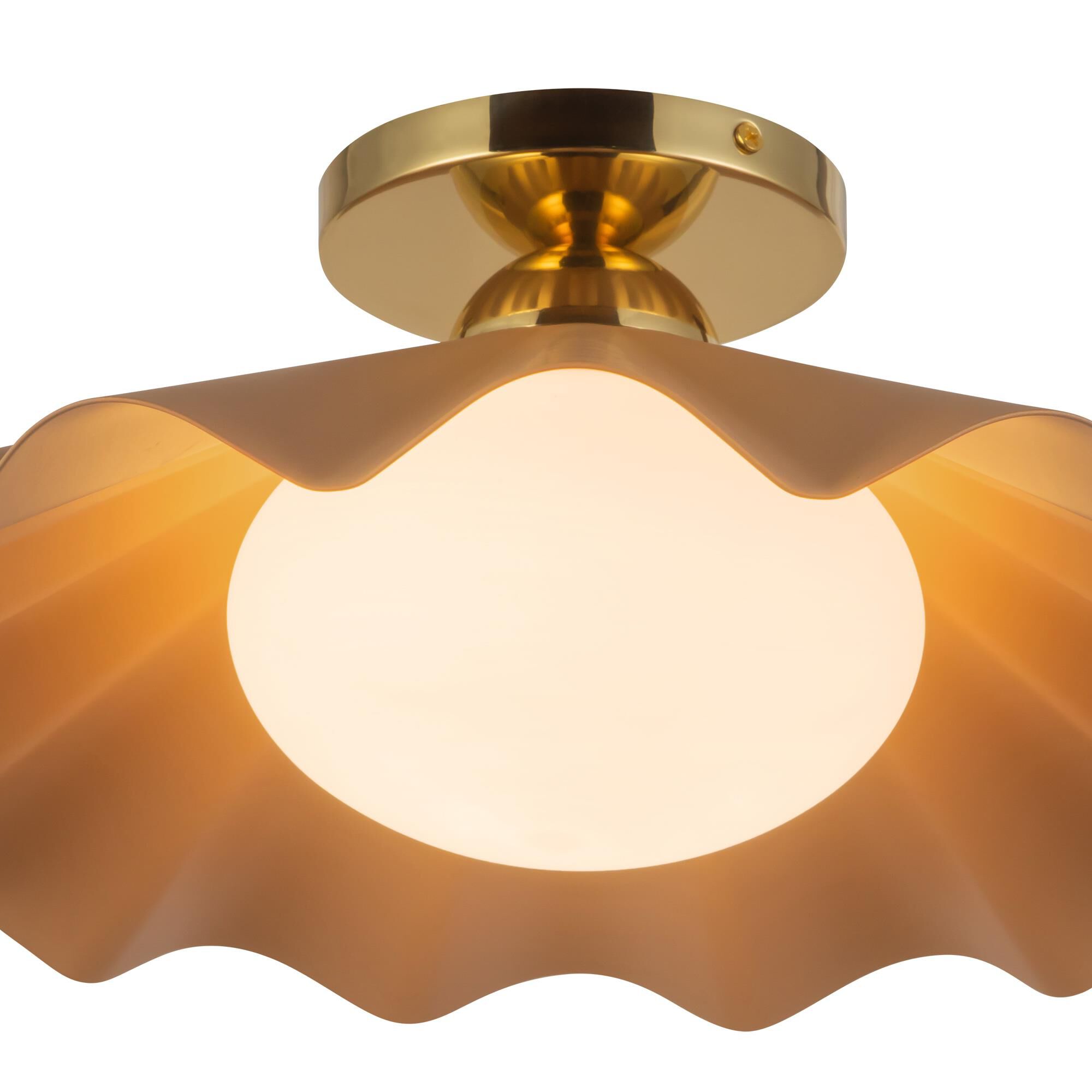 Shown in Peach finish and Matte Opal glass
