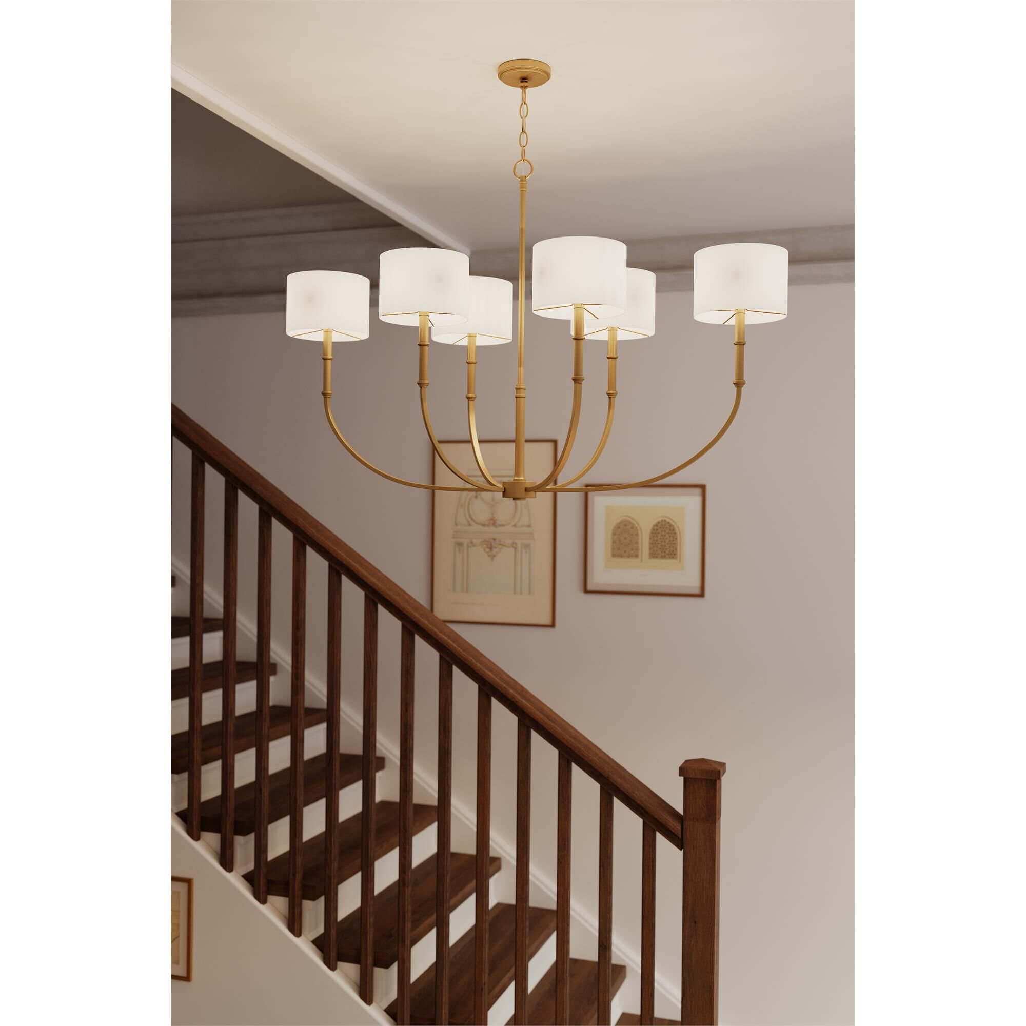 Shown in Legacy Brass finish and White shade