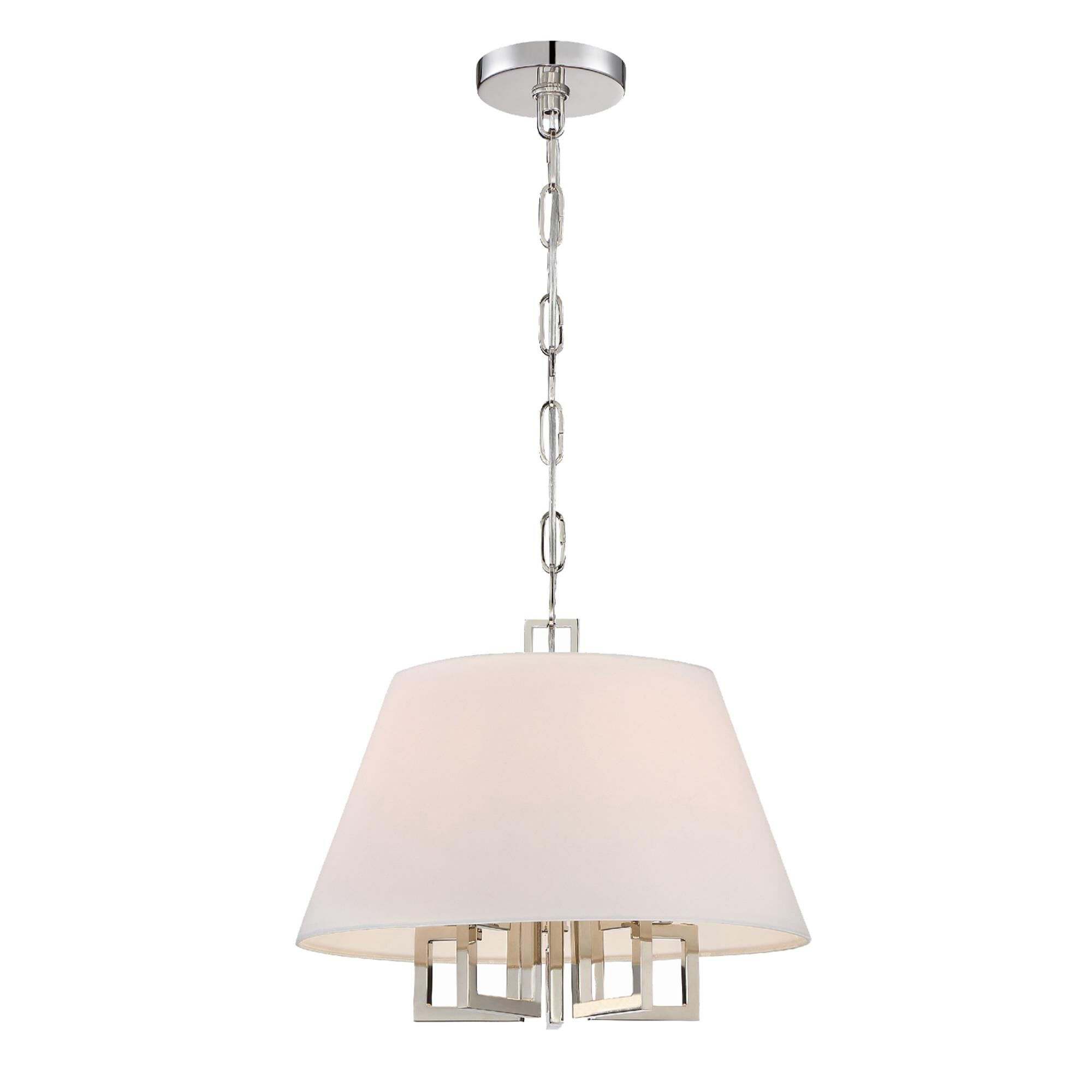 Shown in Polished Nickel finish and Silk glass and Silk shade