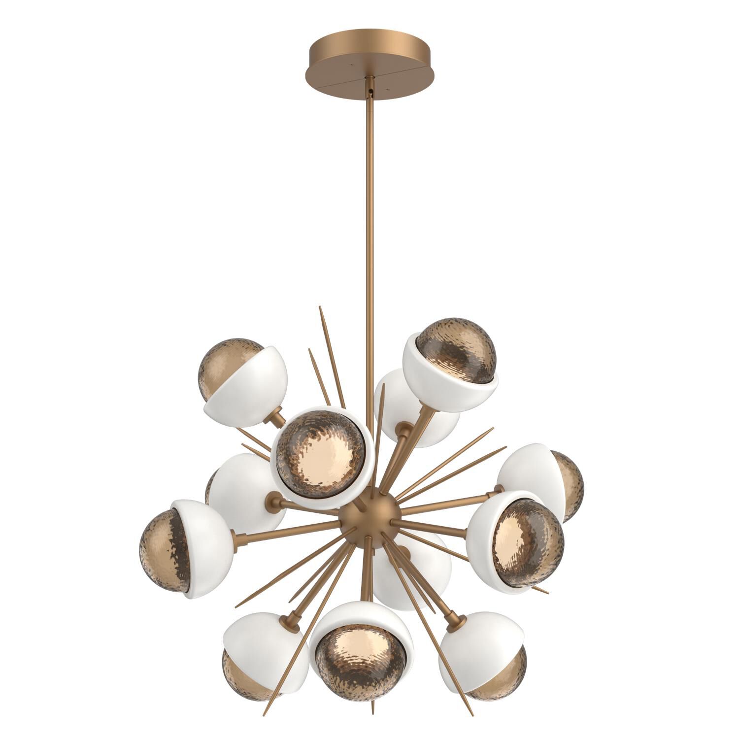 Shown in Novel Brass finish and Bronze glass and Salt White accent