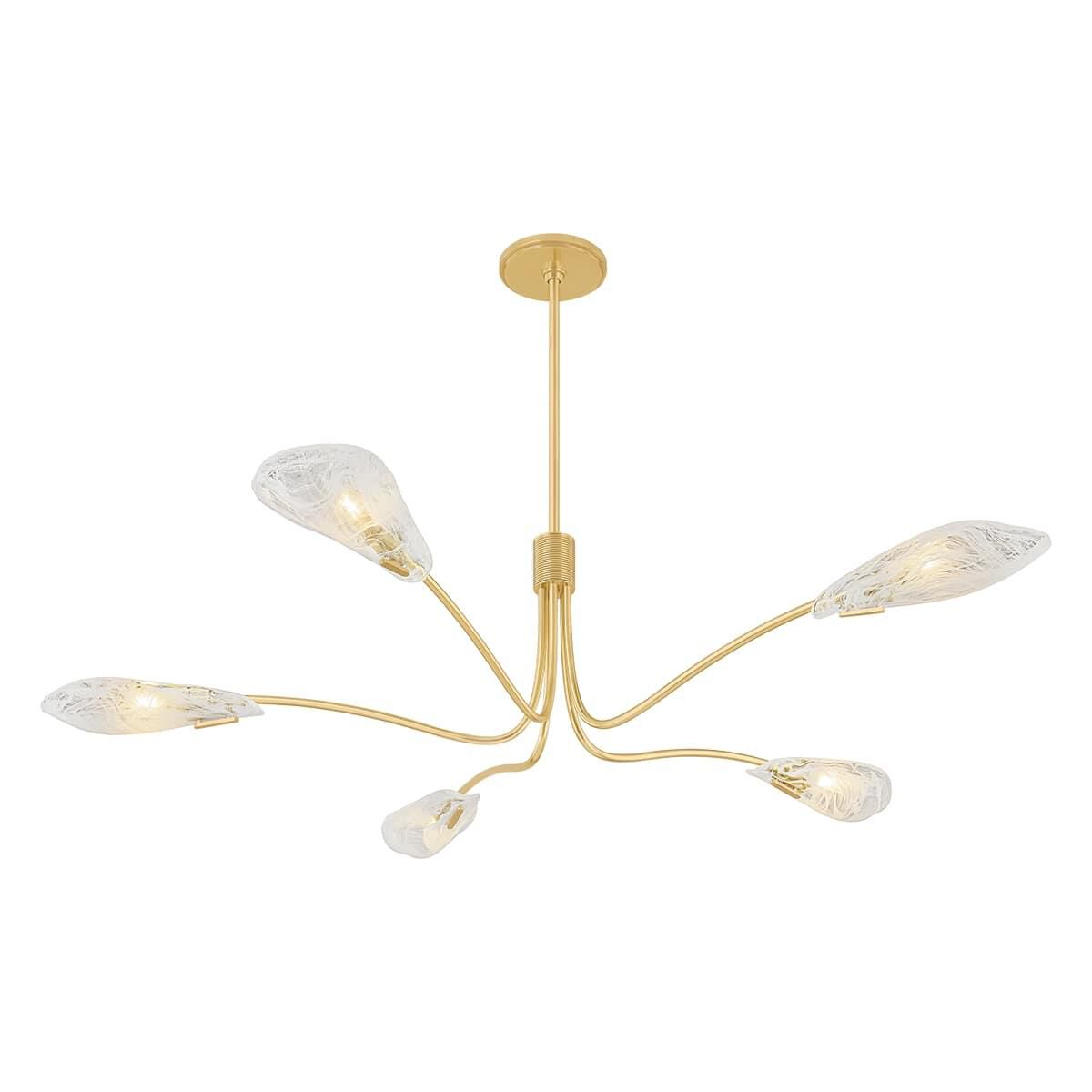 Shown in Aged Brass finish and Piastre With White Swirl glass