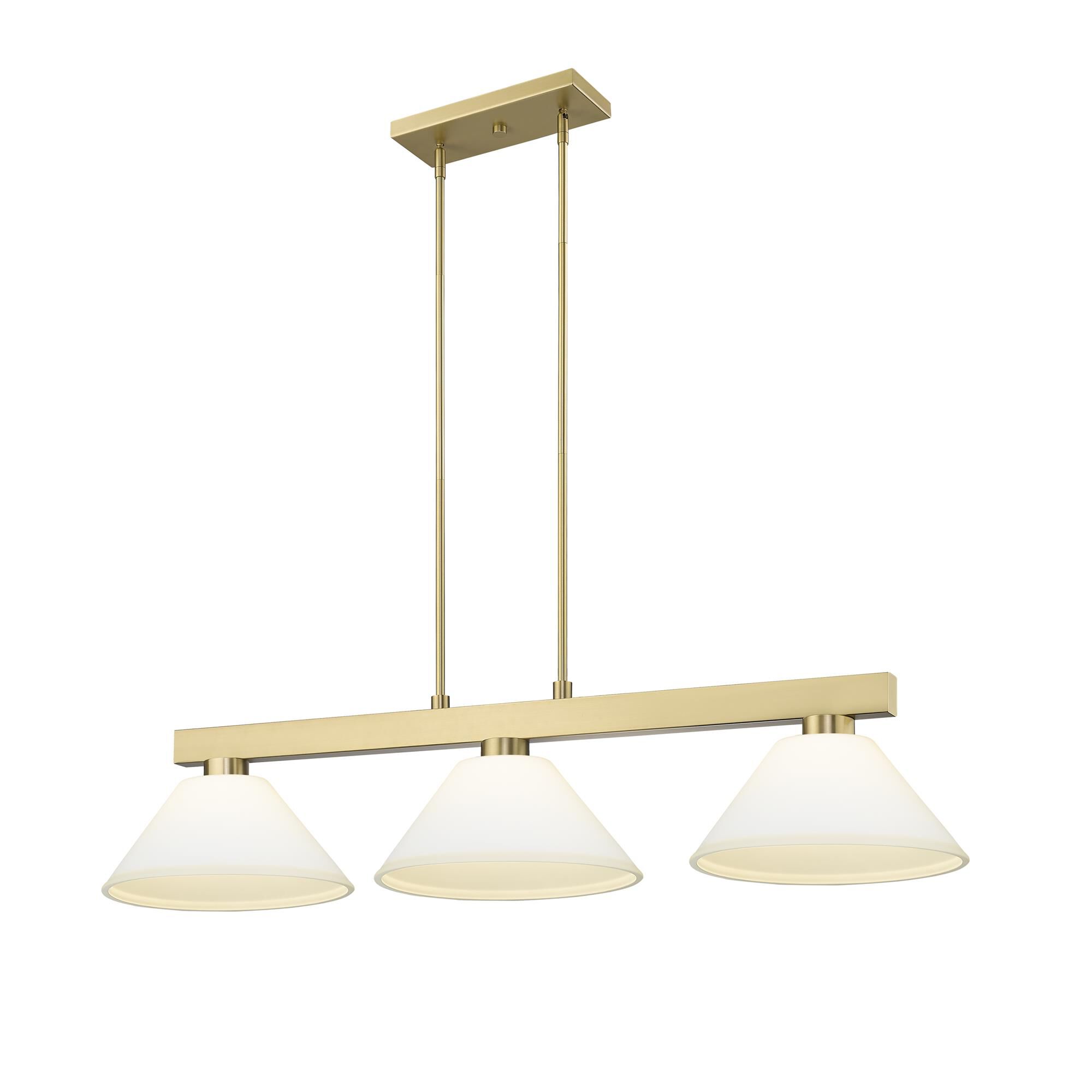 Shown in Modern Gold finish and Matte Opal glass and Matte Opal shade