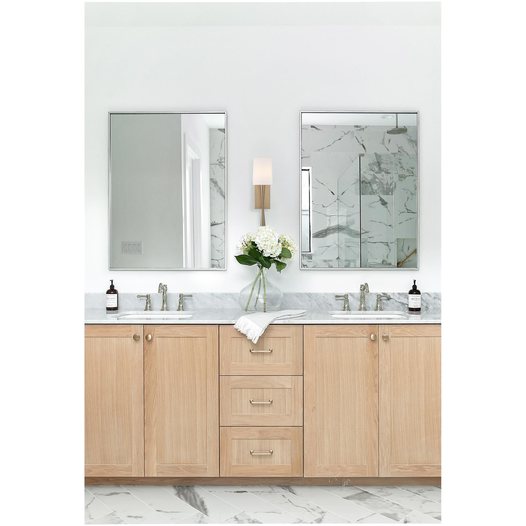 Shown in Aged Brass finish and Silk glass and White shade