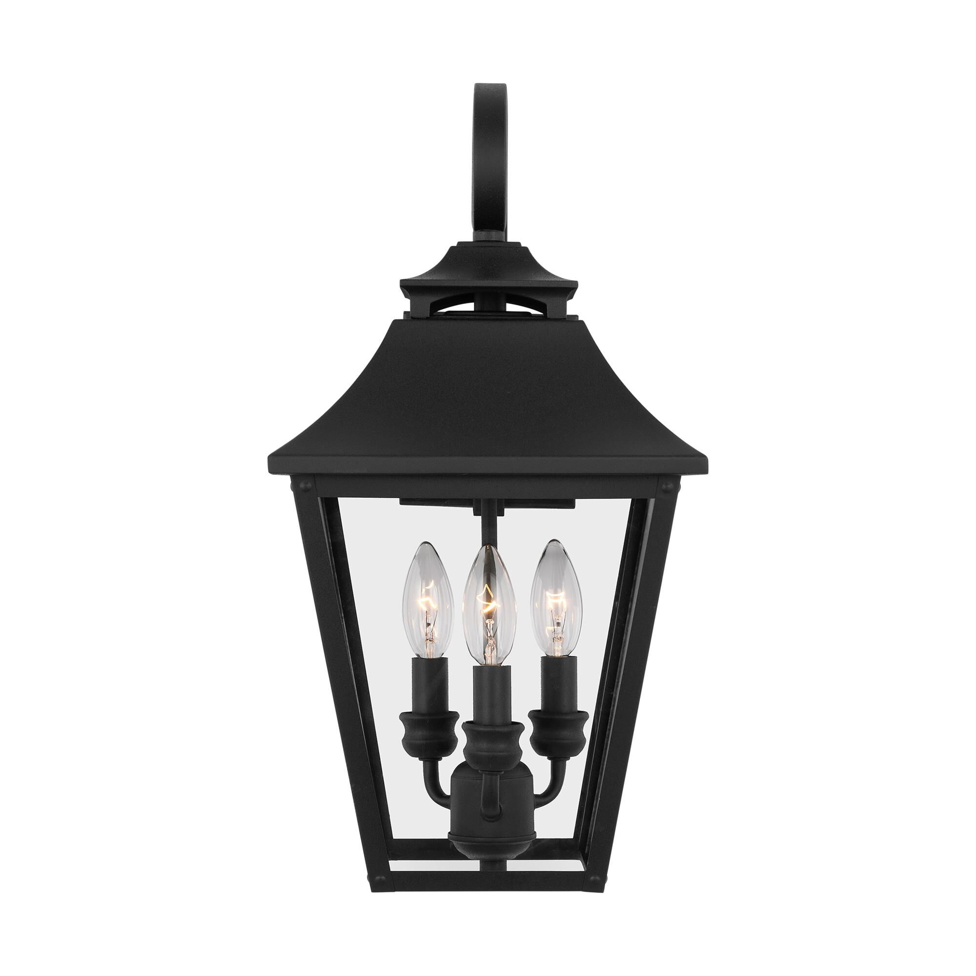 Shown in Textured Black finish and Clear Seeded Glass Panels shade