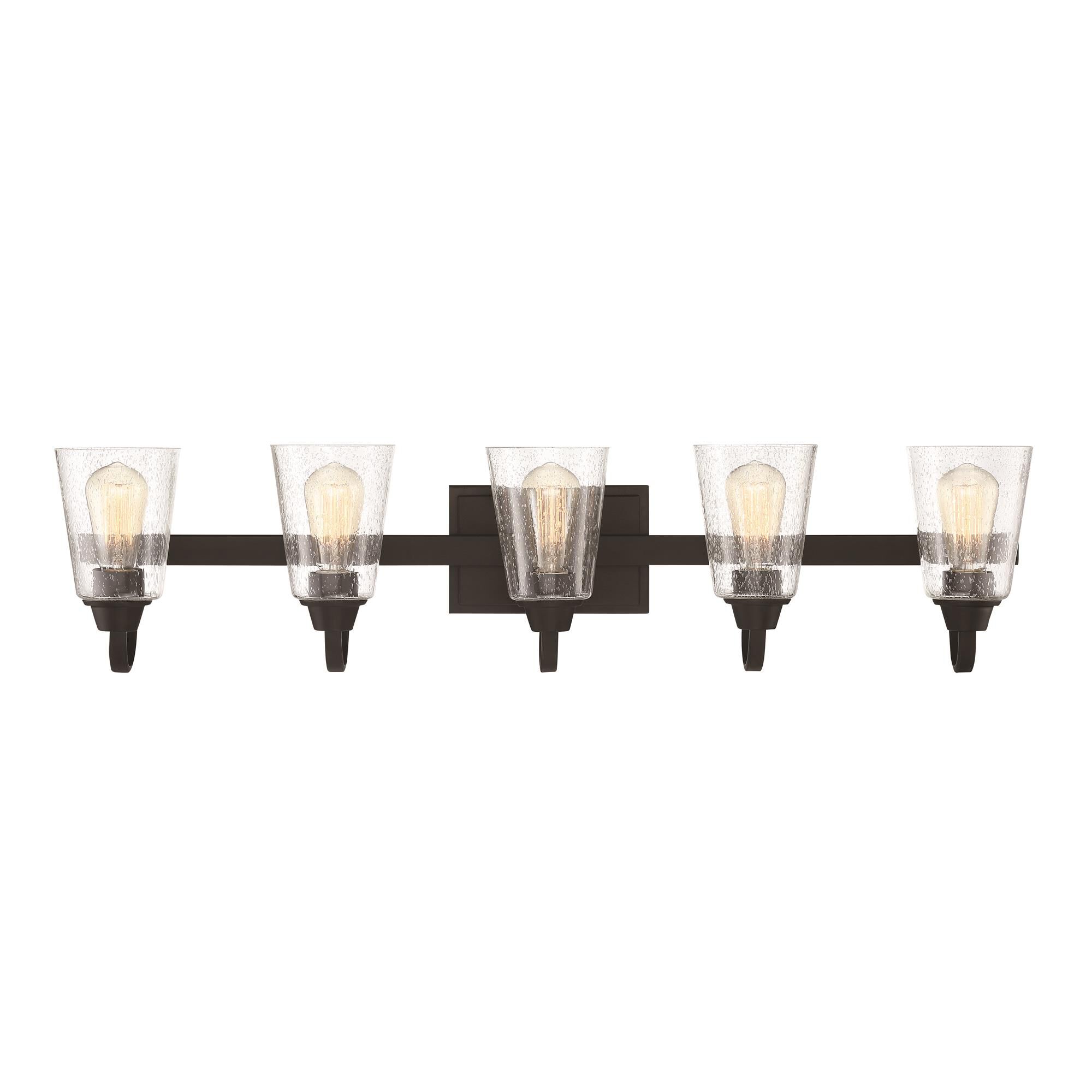 Shown in Espresso finish and Clear Seeded glass and Glass shade