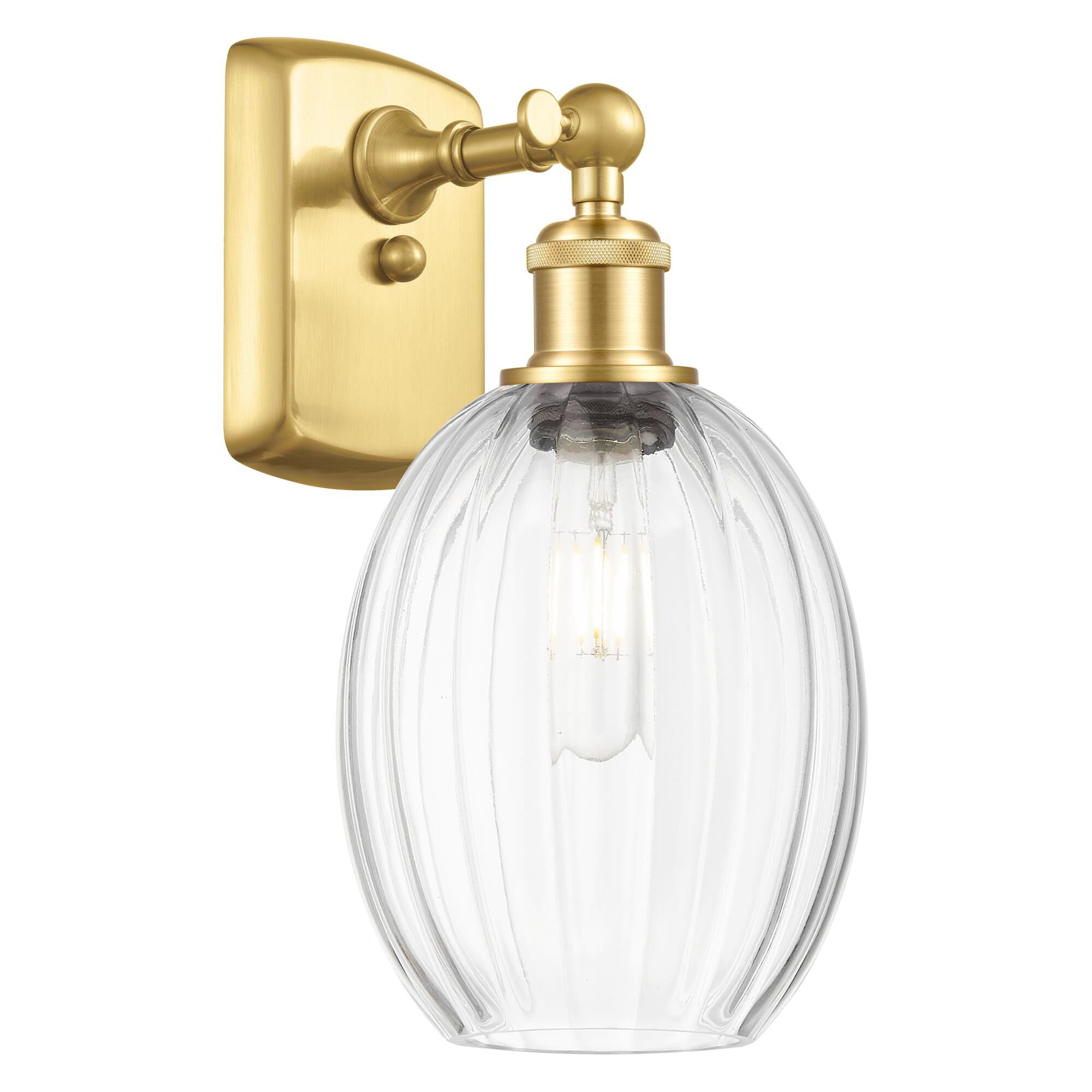 Shown in Satin Gold finish and Clear glass