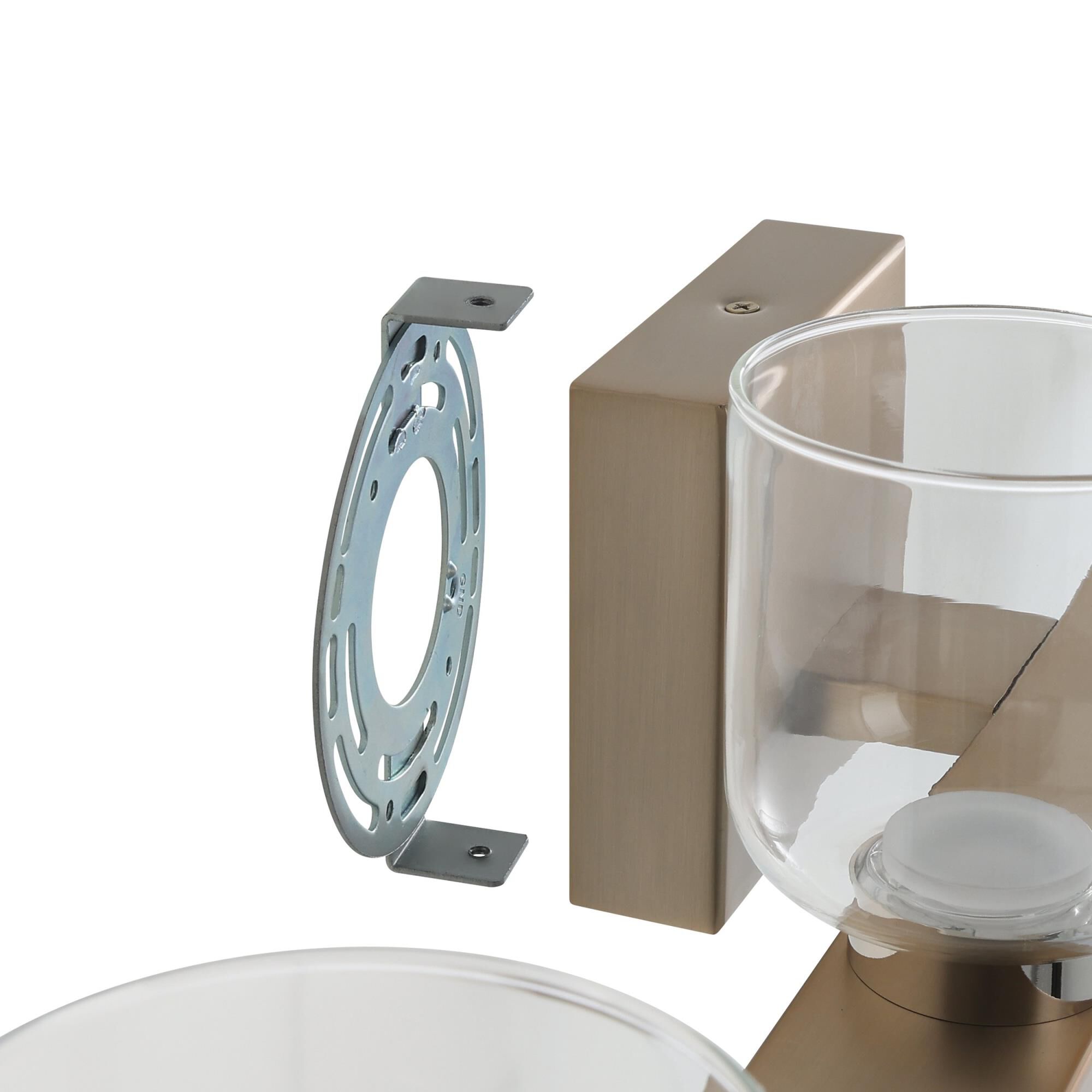 Shown in Champagne Gold finish and Clear, Clear Ribbed glass