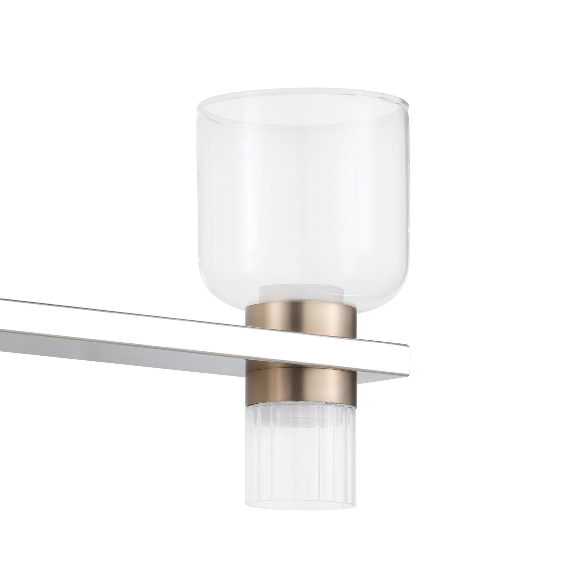 Shown in Polished Nickel finish and Clear, Clear Ribbed glass