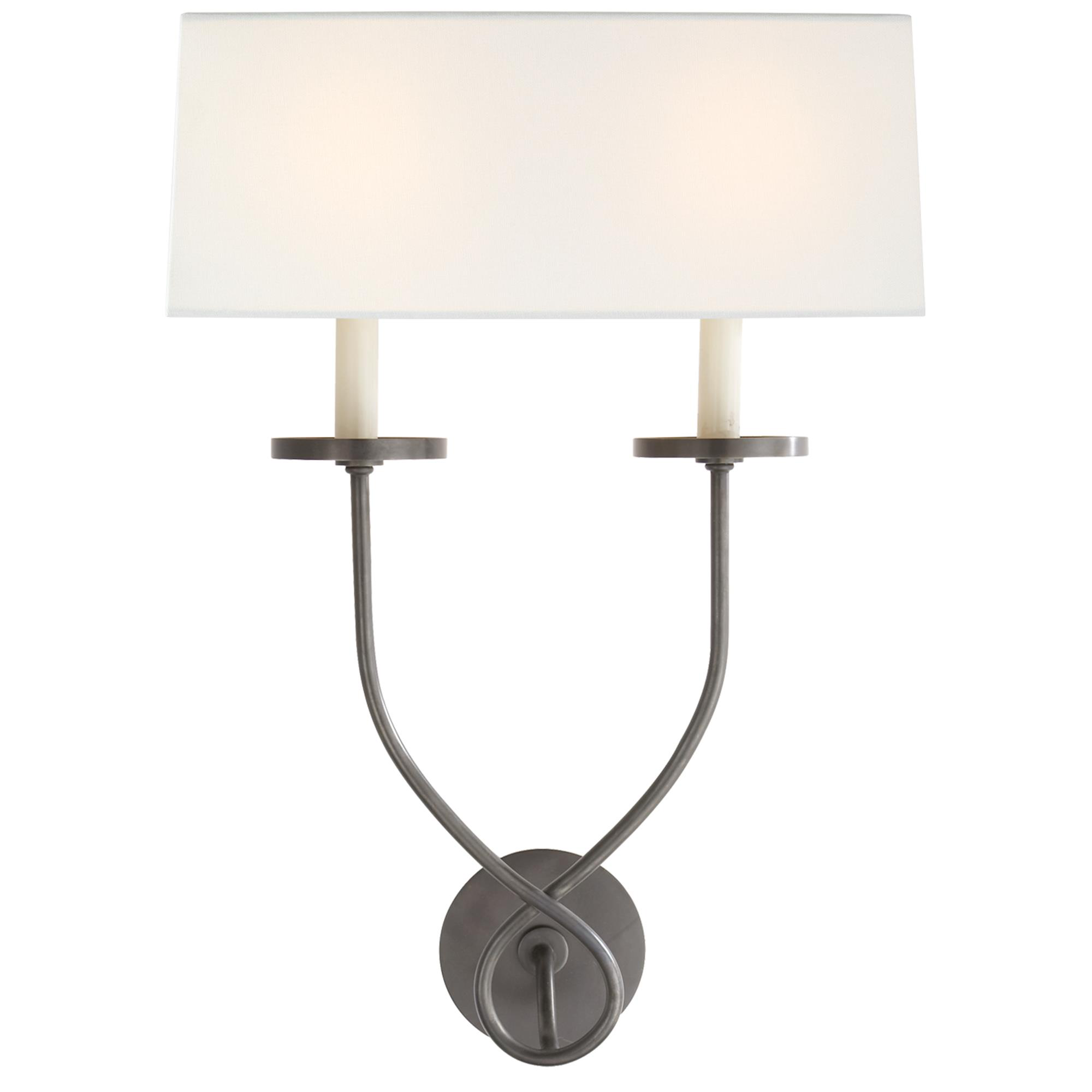 Shown in Bronze finish and Linen shade