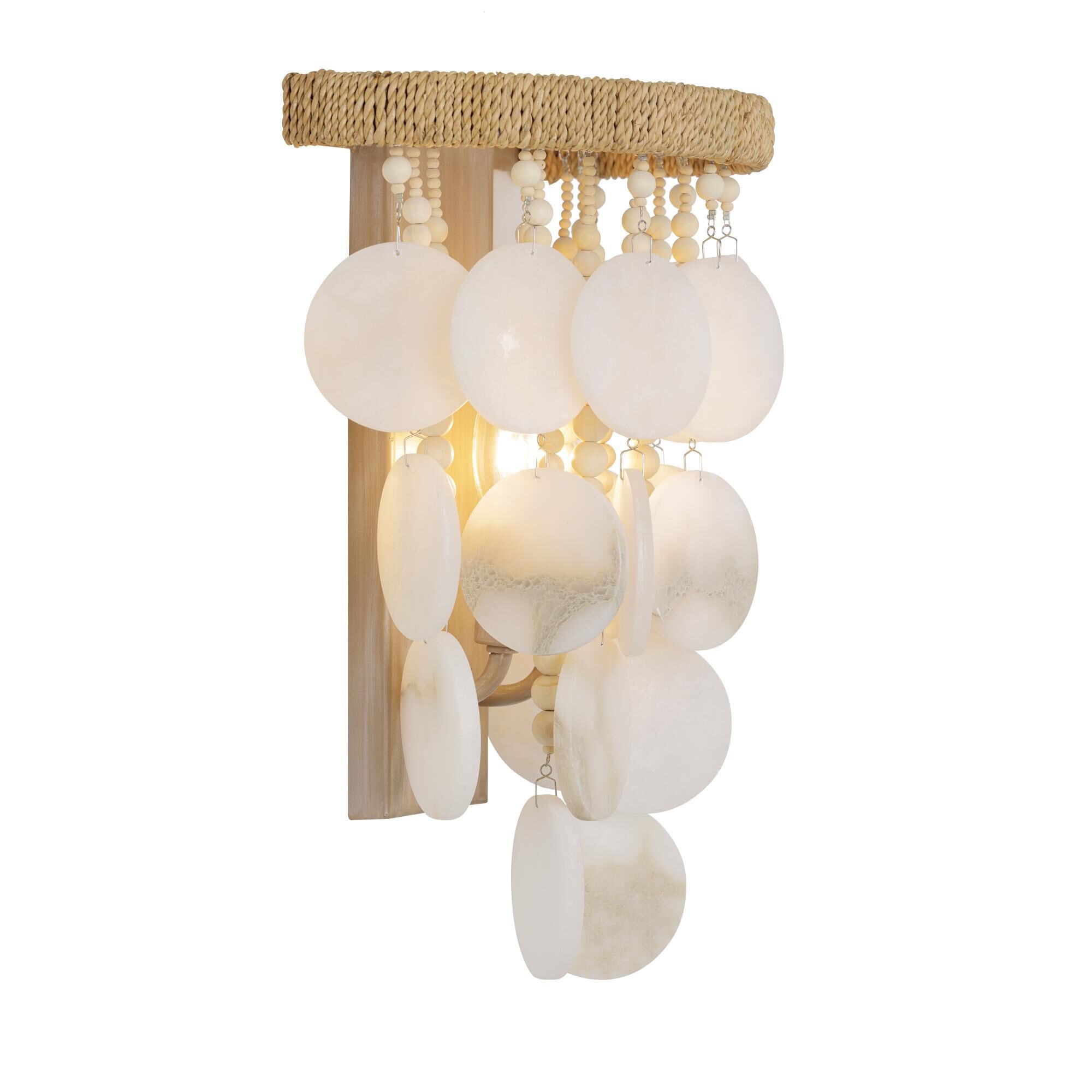 Shown with Wood Beads+alabaster Stone shade