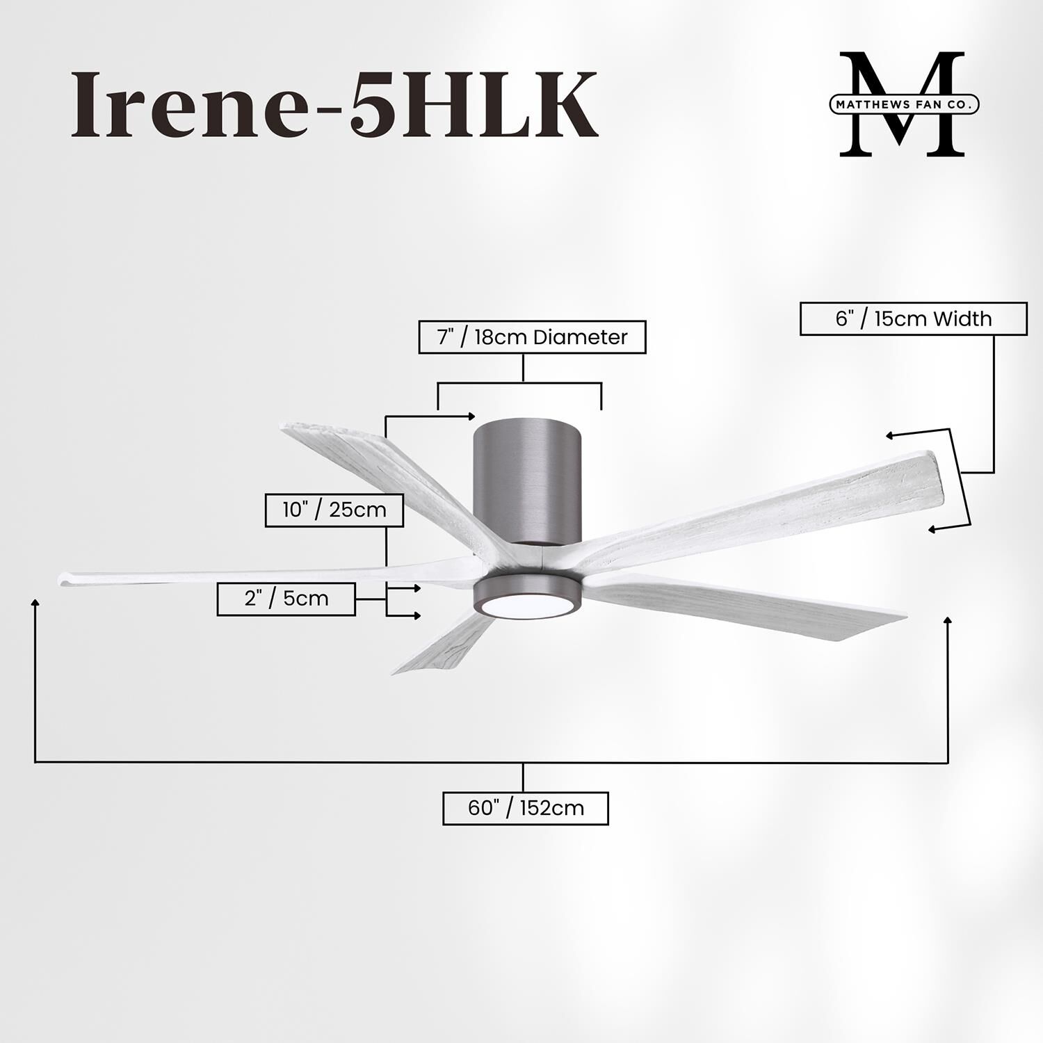 Irene 60 Inch Flush Mount Fan with Light Kit by Matthews Fan Company