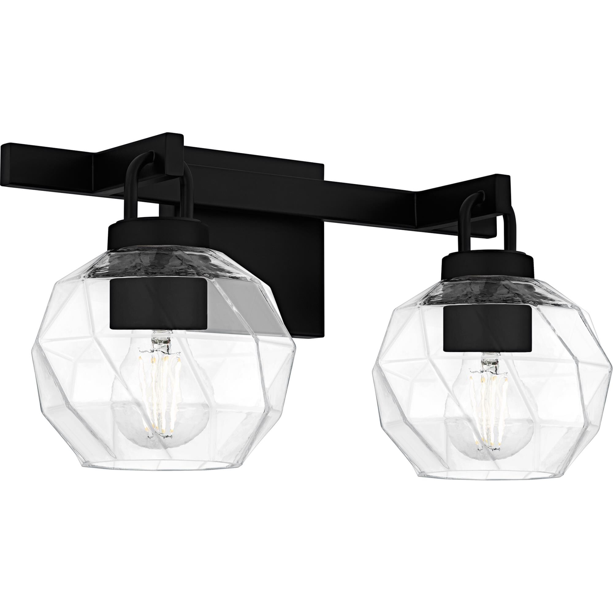 Shown in Matte Black finish and Clear Faceted Glass shade