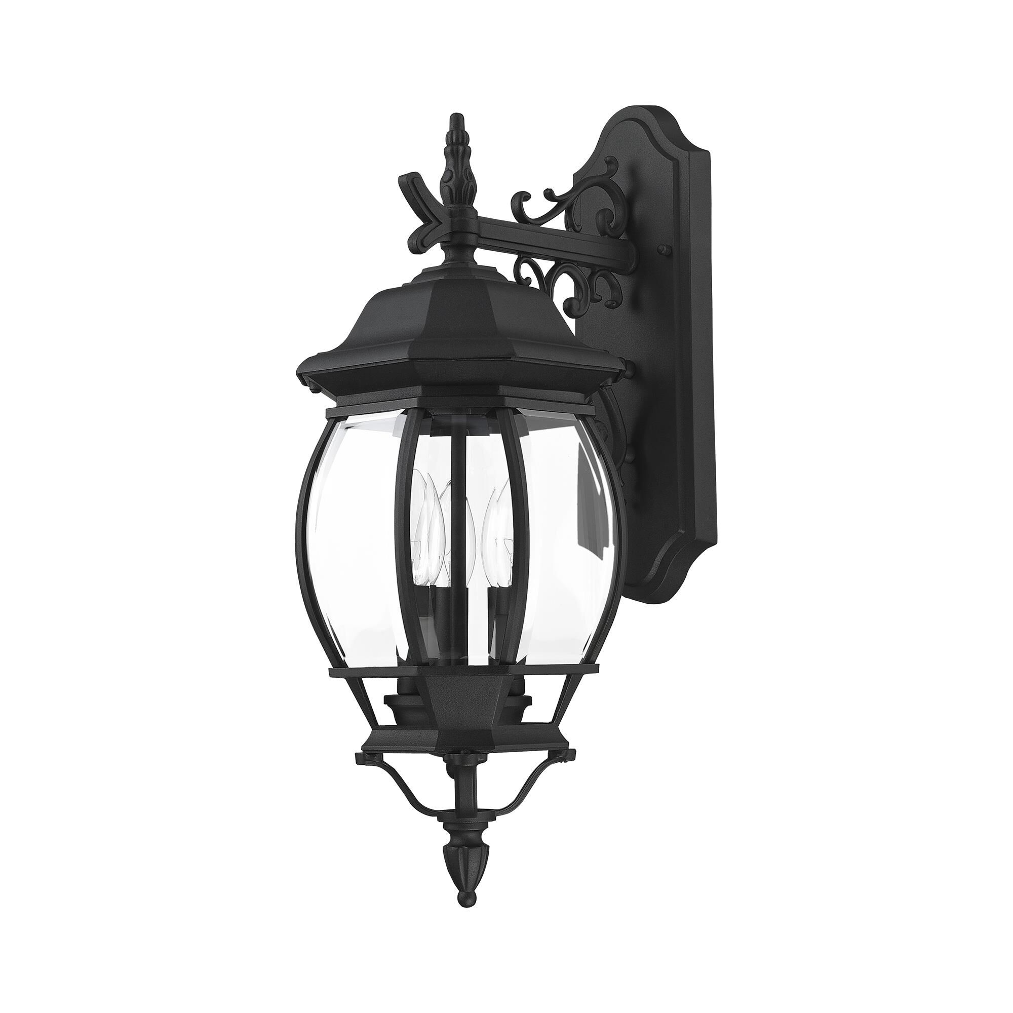 Shown in Textured Black finish and Clear Beveled glass and Clear Beveled Glass shade