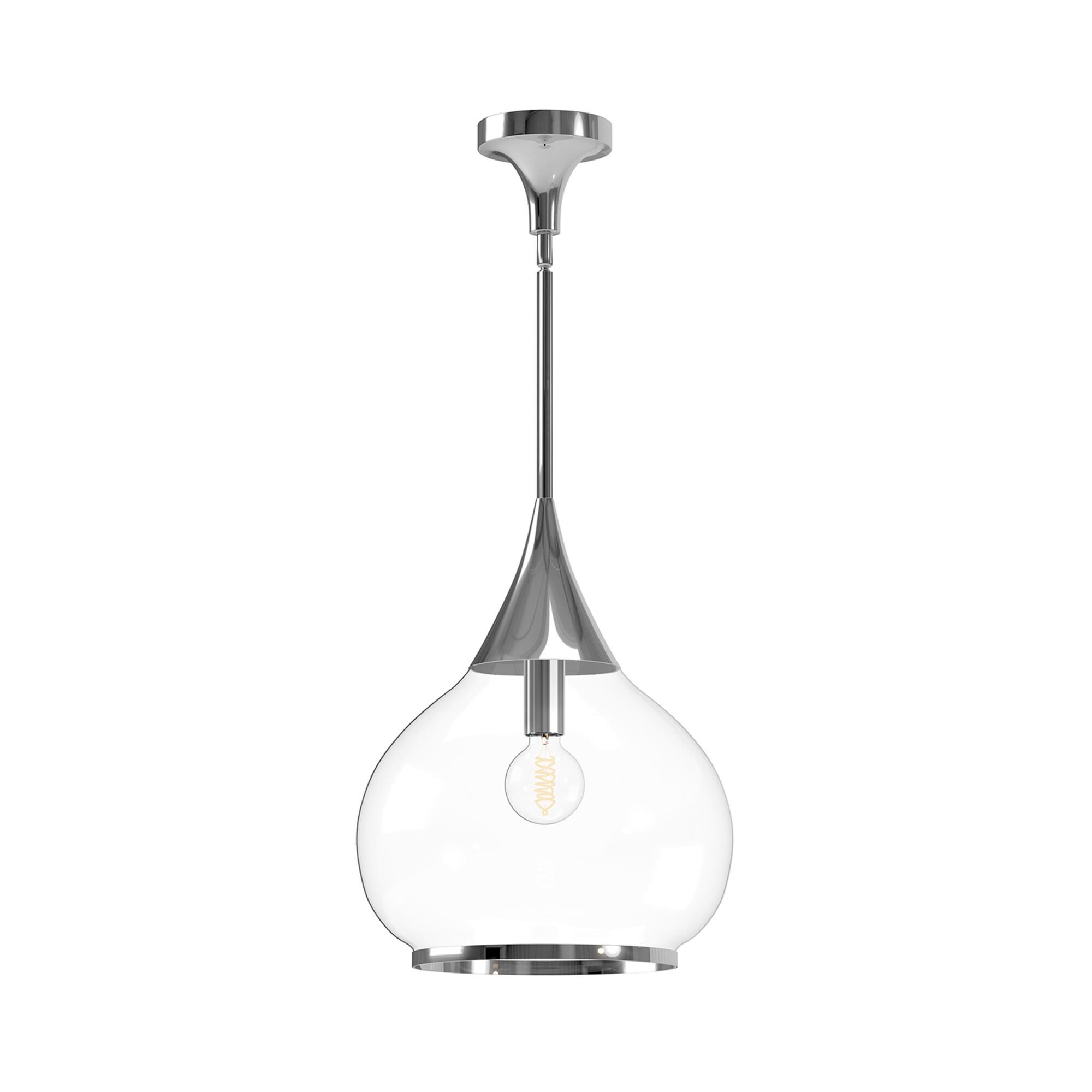 Shown in Chrome finish and Clear glass