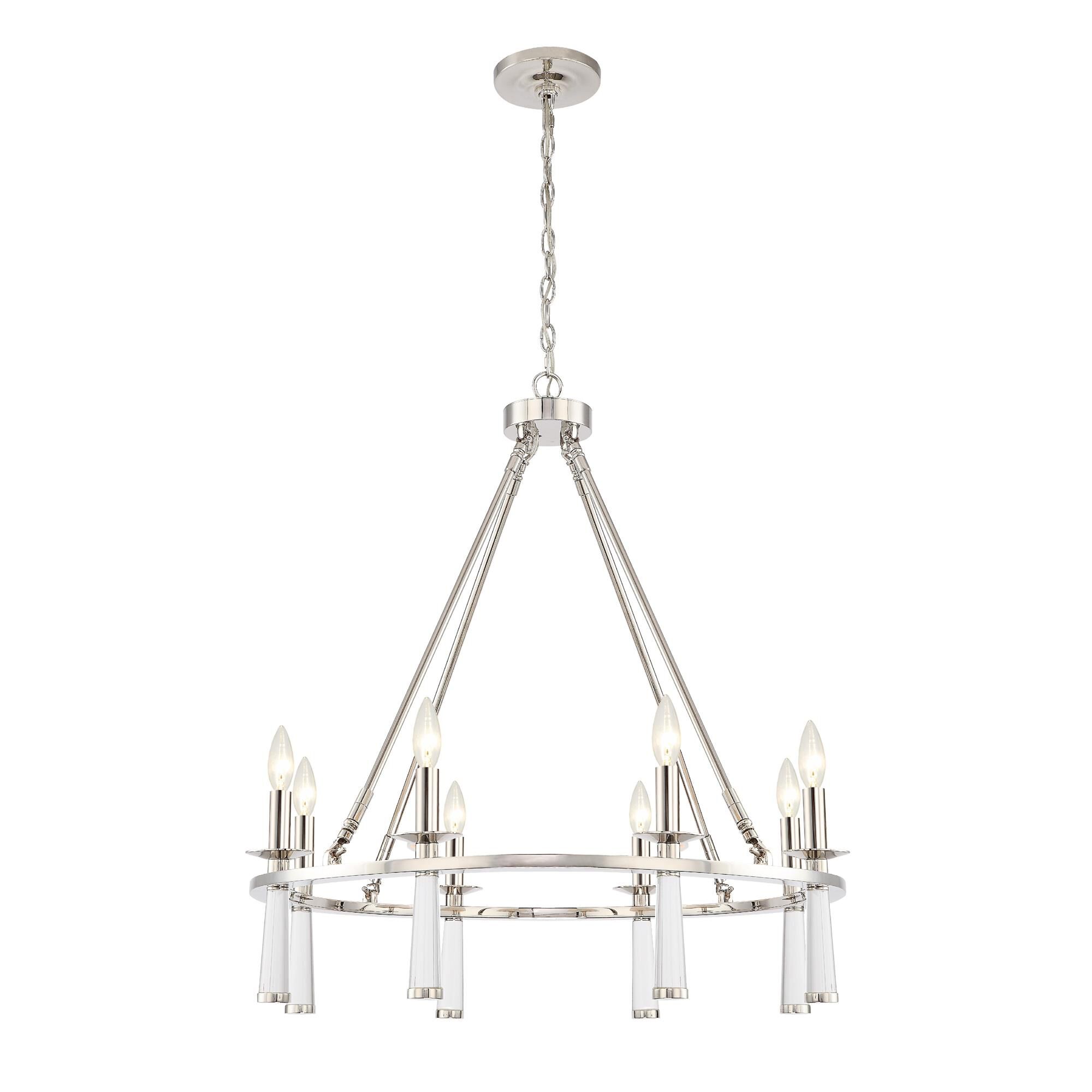 Shown in Polished Nickel finish and Silk glass and White shade