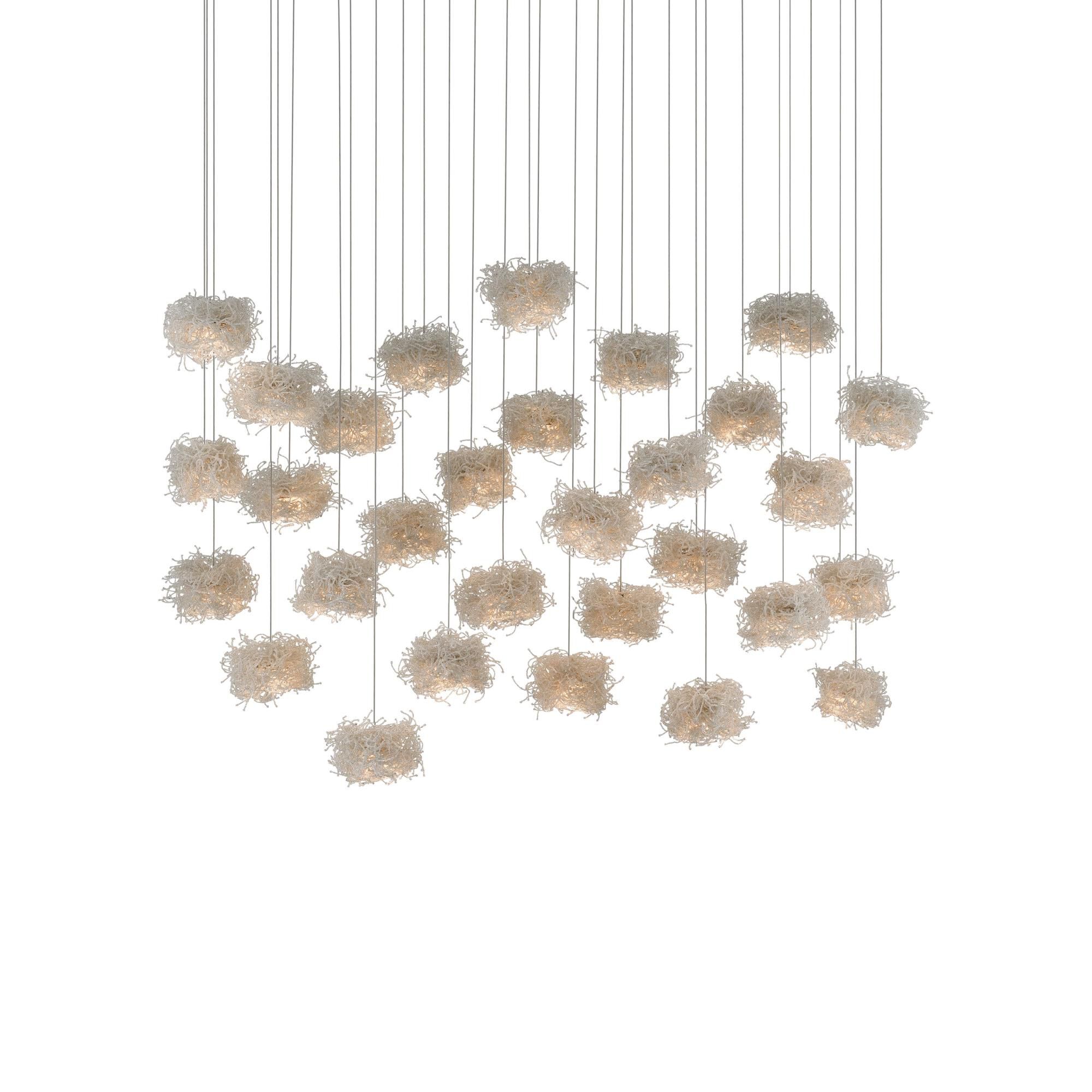 Shown in Painted Silver - Clear finish and Metal - Glass Bead shade