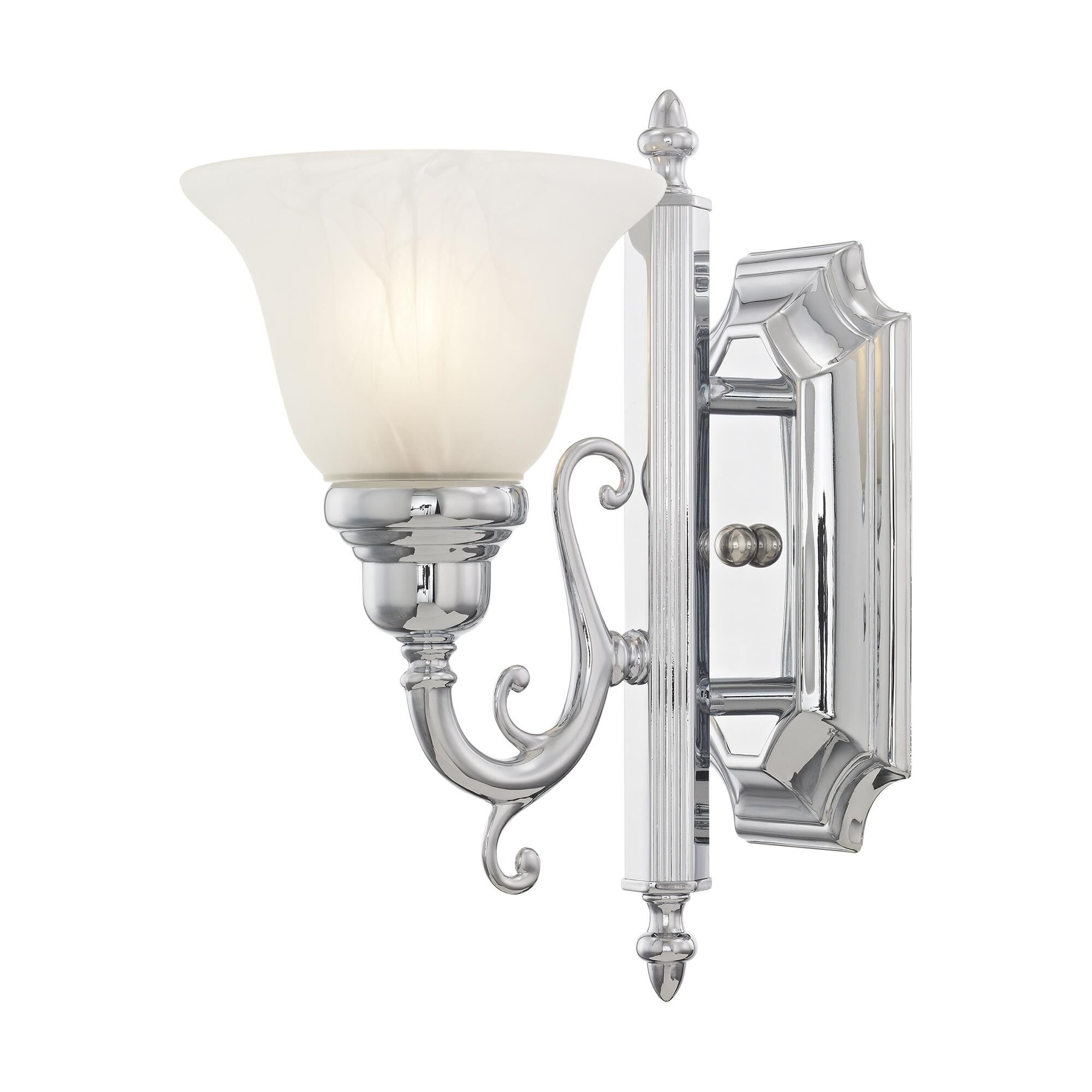 Shown in Chrome finish and White Alabaster glass