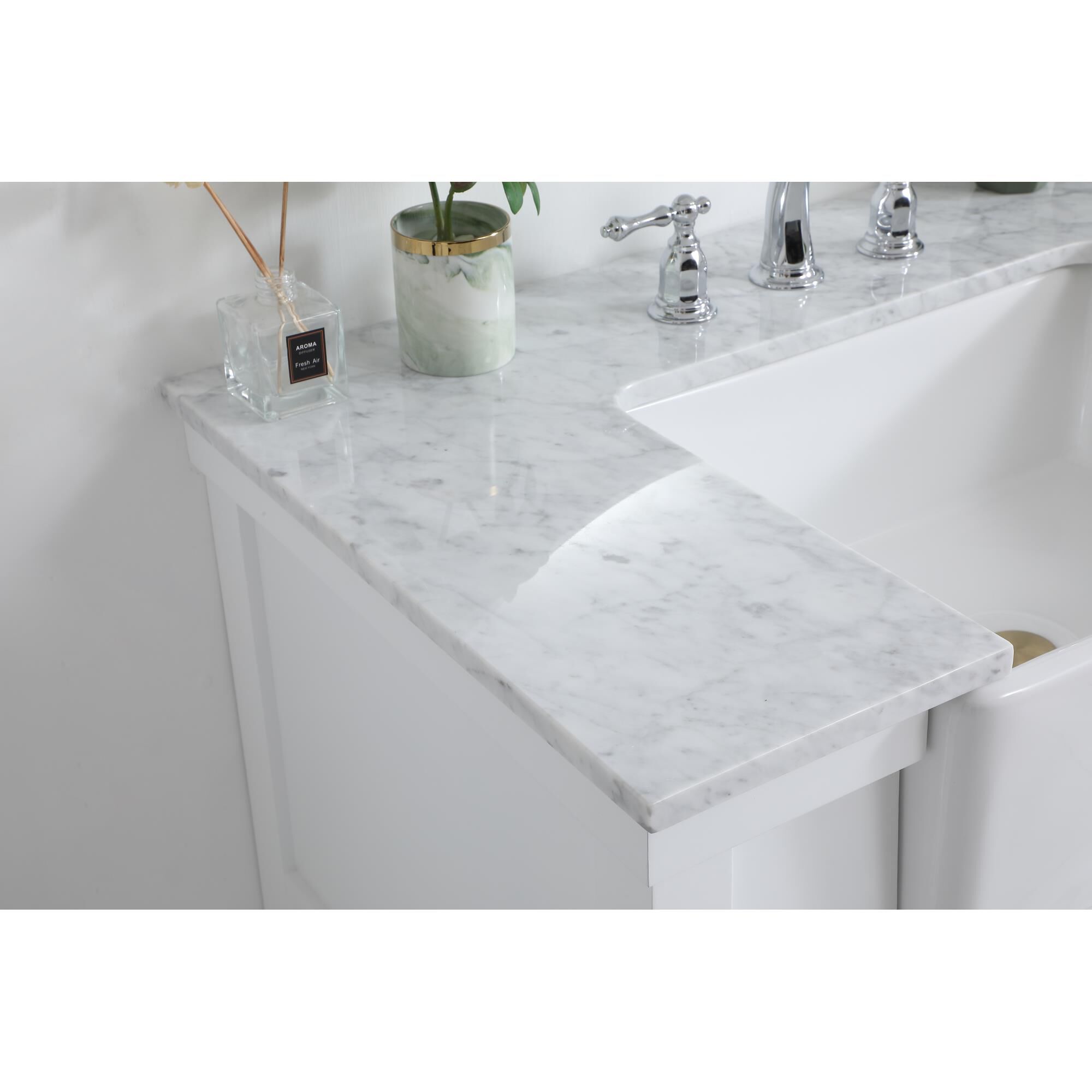 Shown in White finish and Without Backsplash accent
