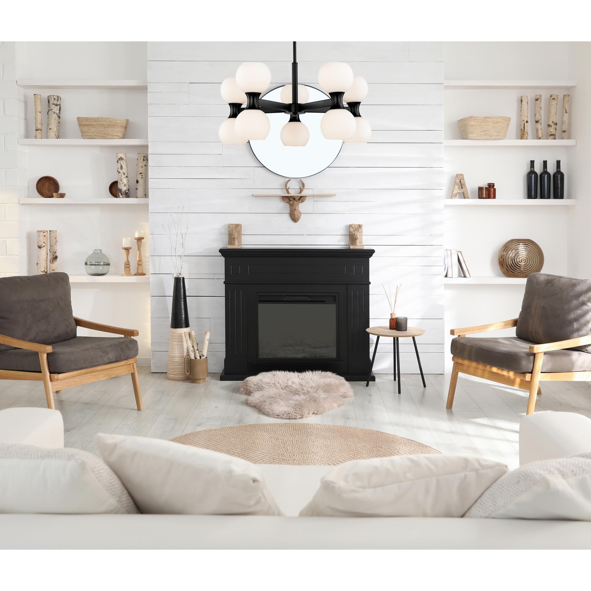 Shown in Matte Black finish and Matte Opal glass