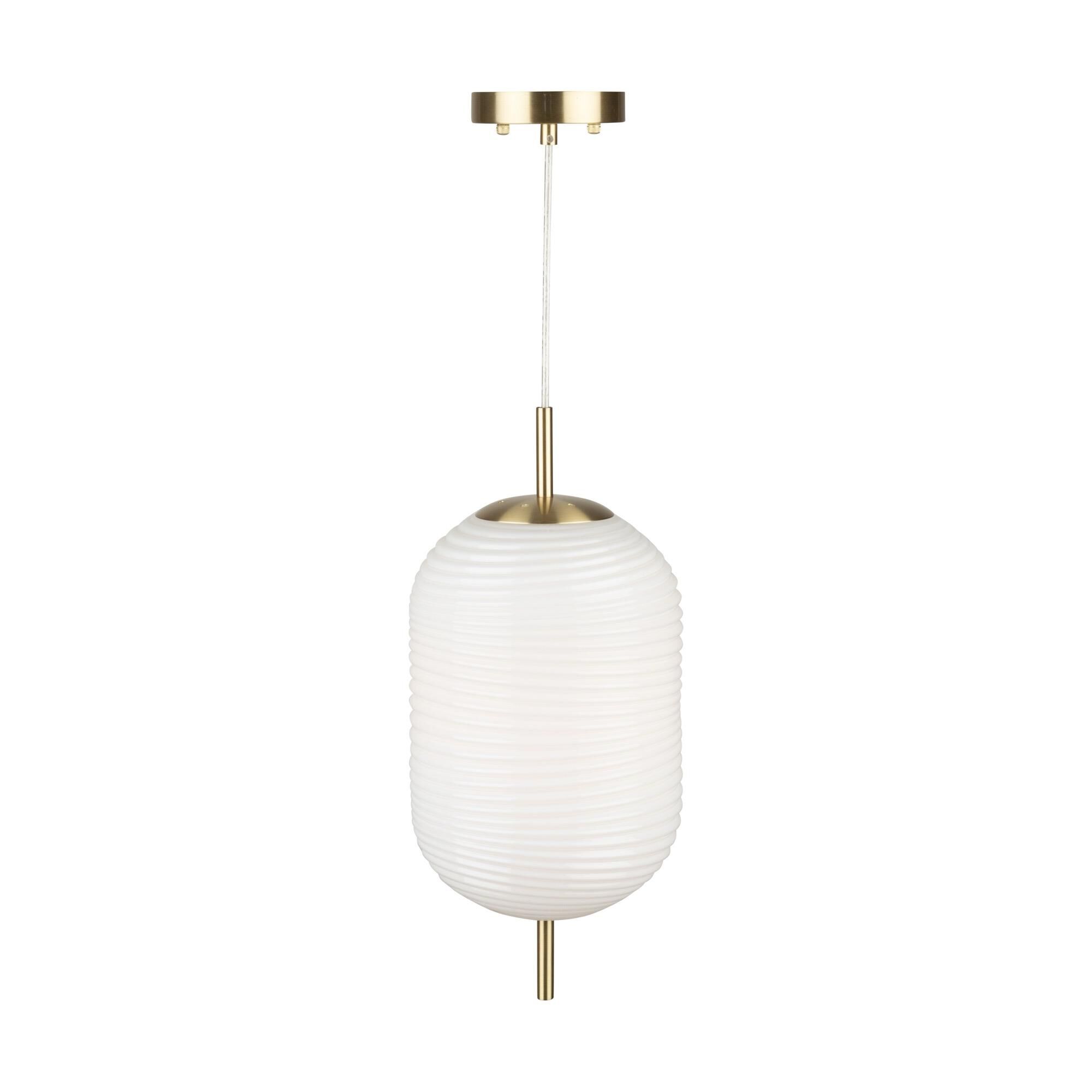 Shown in White, Brass finish and Glass shade