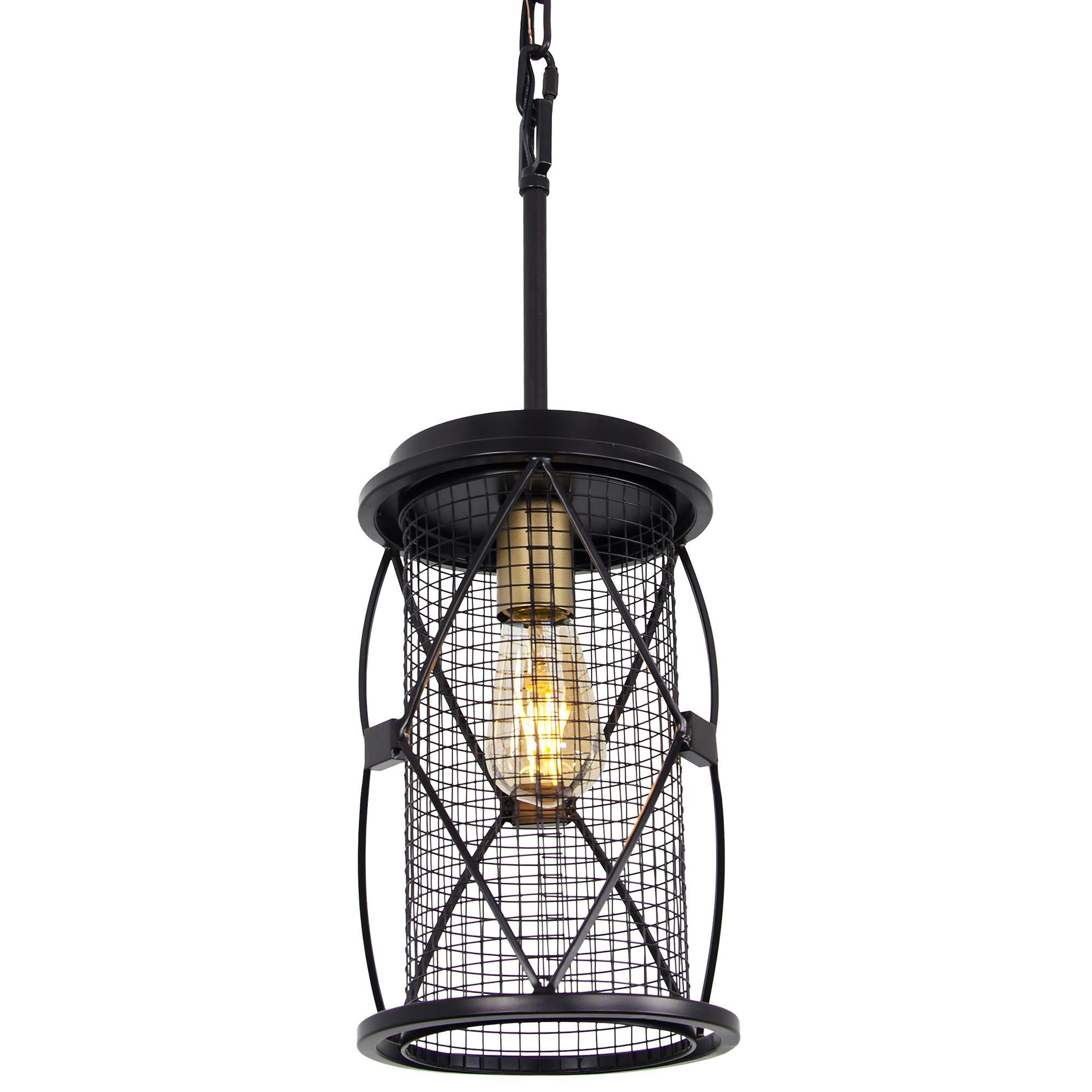 Shown in Warm Bronze/Gold finish and Warm Bronze Diamond Shaped Metalwork Over Mesh shade