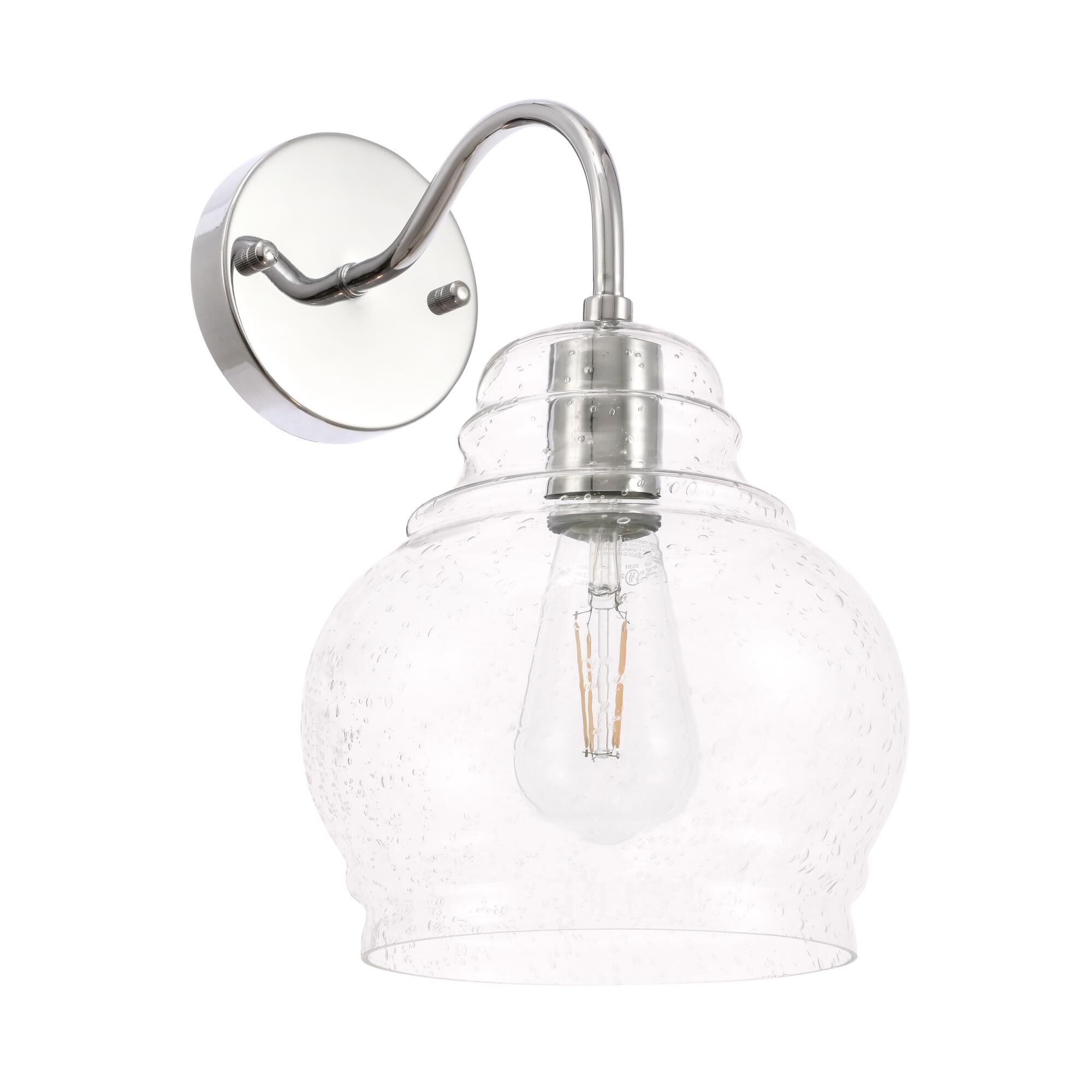 Shown in Chrome finish and Clear Bubble  glass