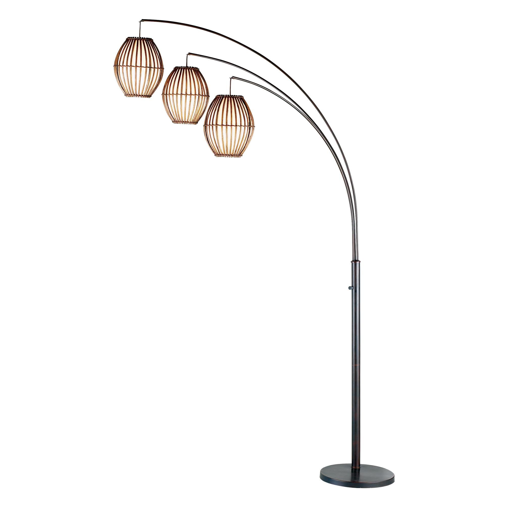 Shown in Antique Bronze finish and Cane Stick-Lined with Fabric shade