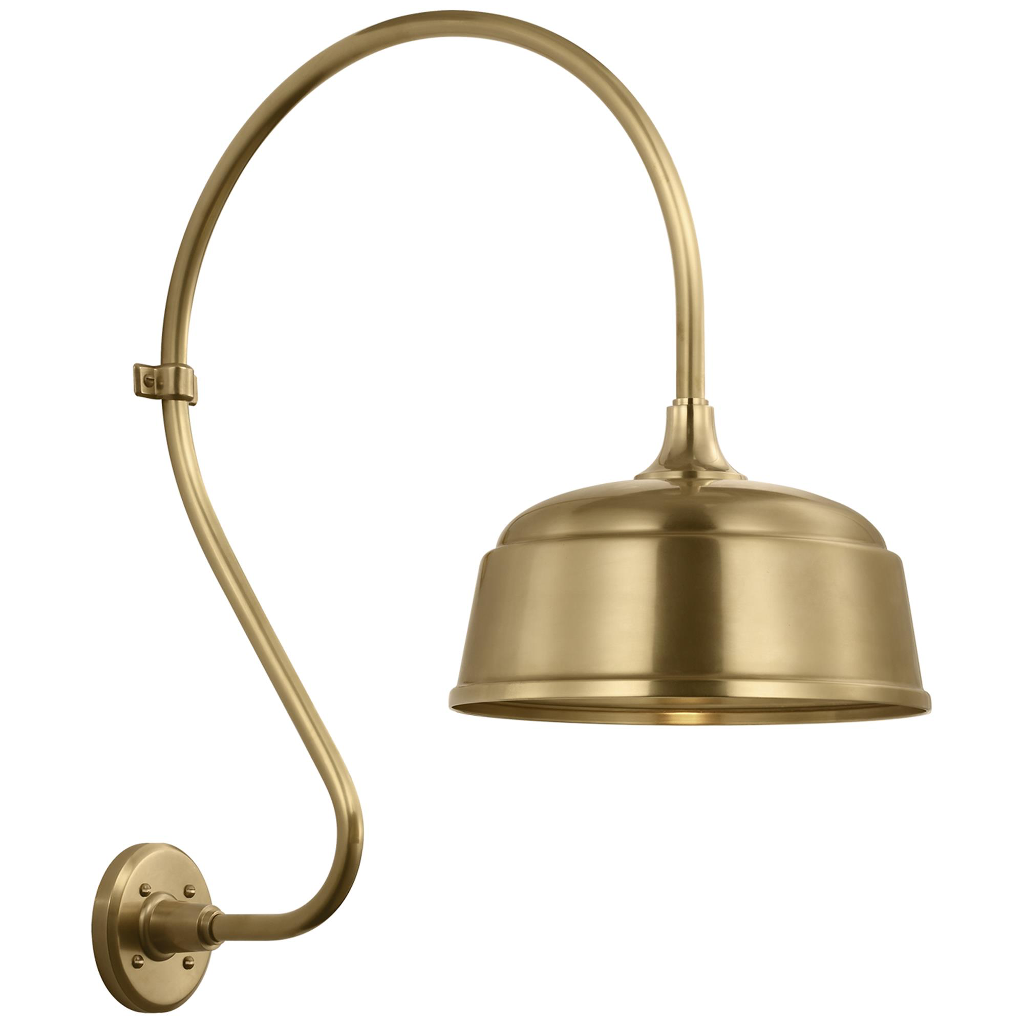 Shown in Hand-Rubbed Antique Brass finish and Gold shade