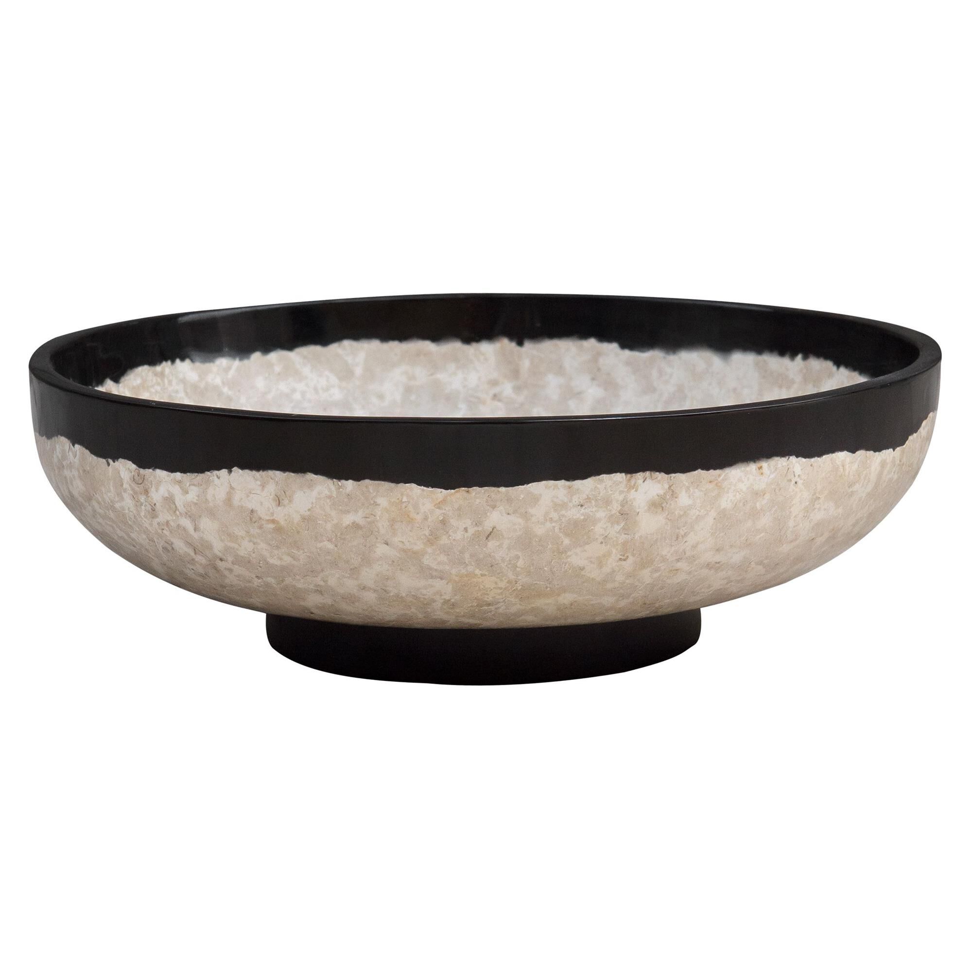 Shown in Inspired By Global Travels, This Bowl Features A Neutral Terrazzo Look With A Black Coral And Resin  finish