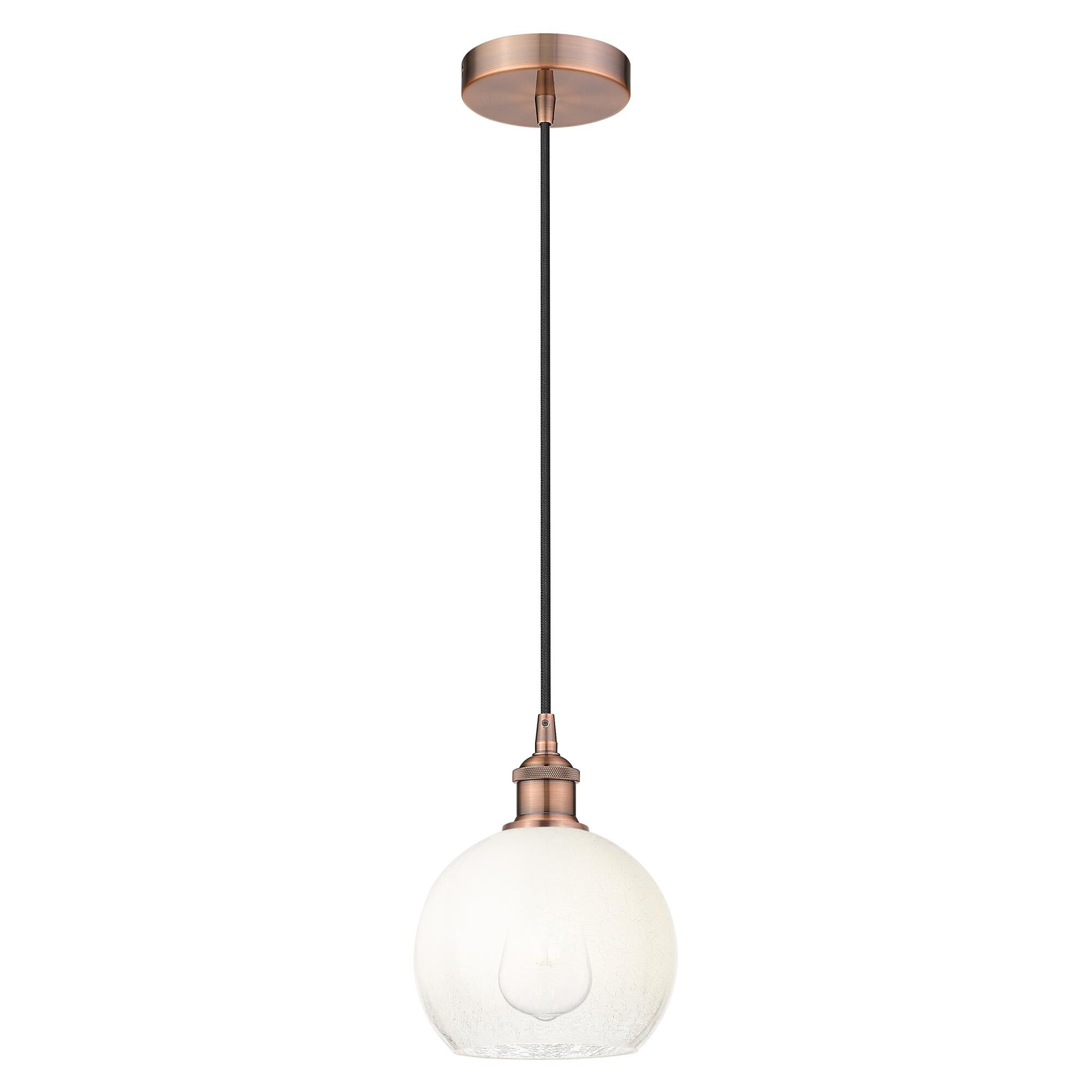 Shown in Antique Copper finish and Opal glass