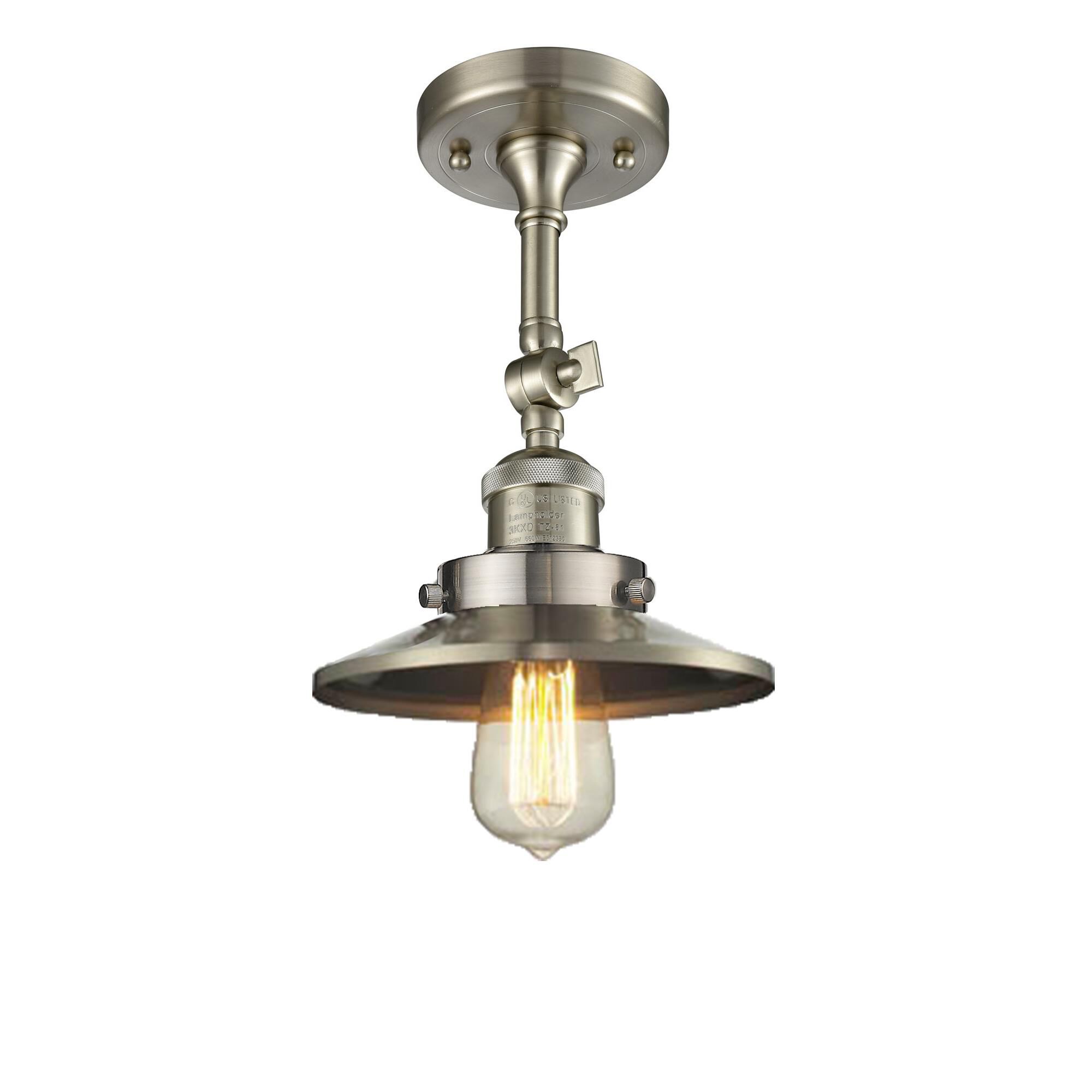Shown in Brushed Satin Nickel finish and Brushed Satin Nickel shade