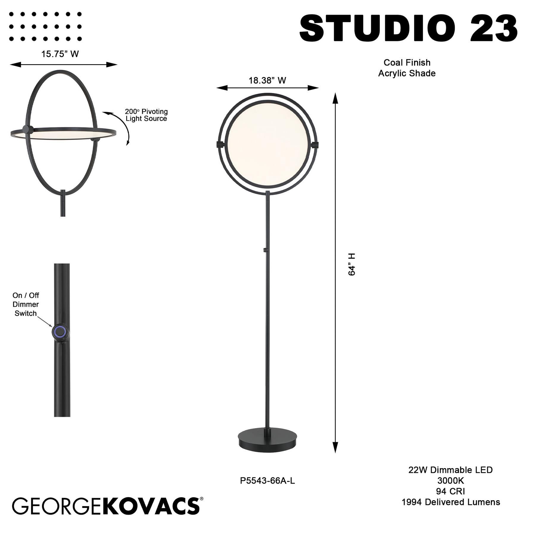 Studio 23 64 Inch Floor Lamp by Kovacs