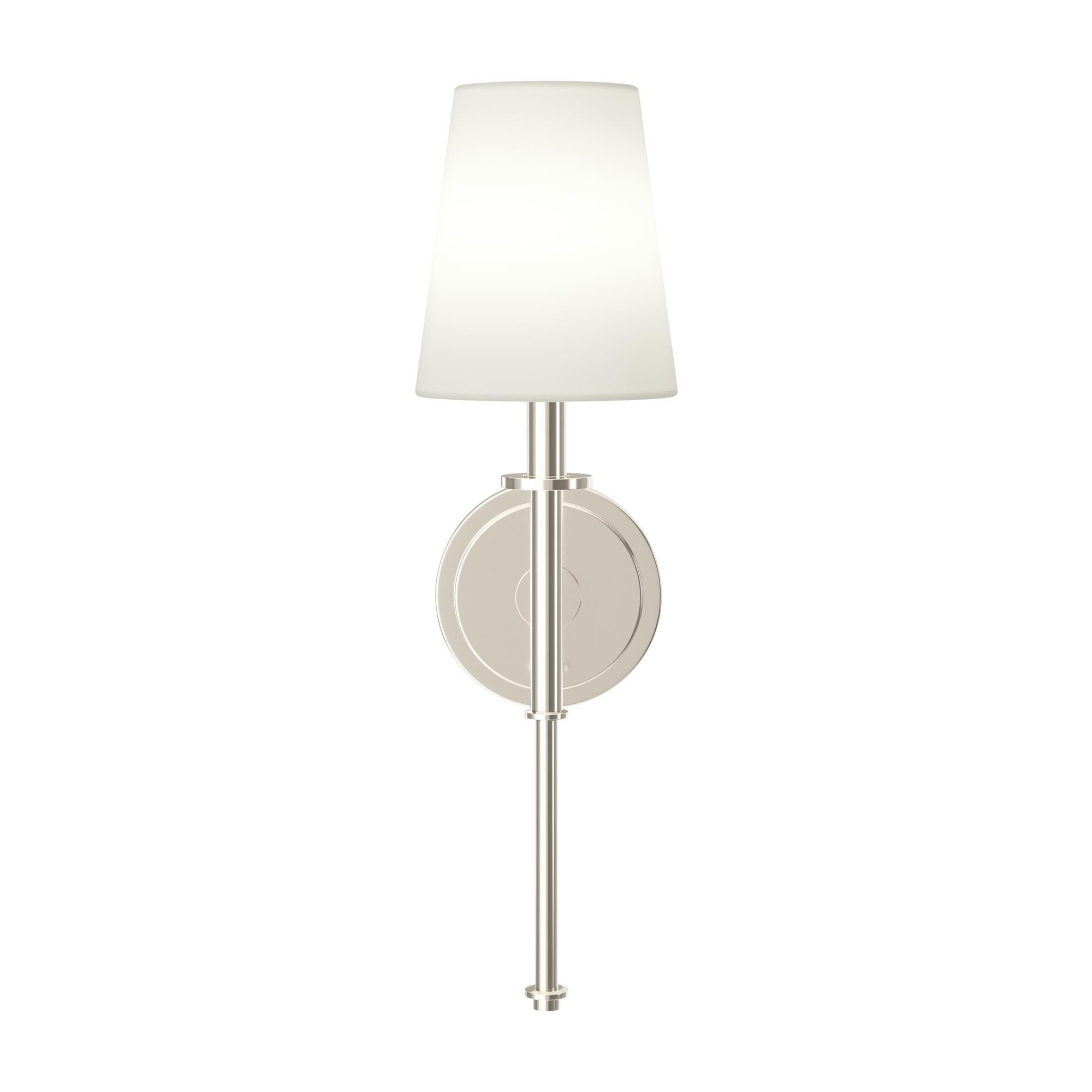 Shown in Polished Nickel finish and Fabric shade