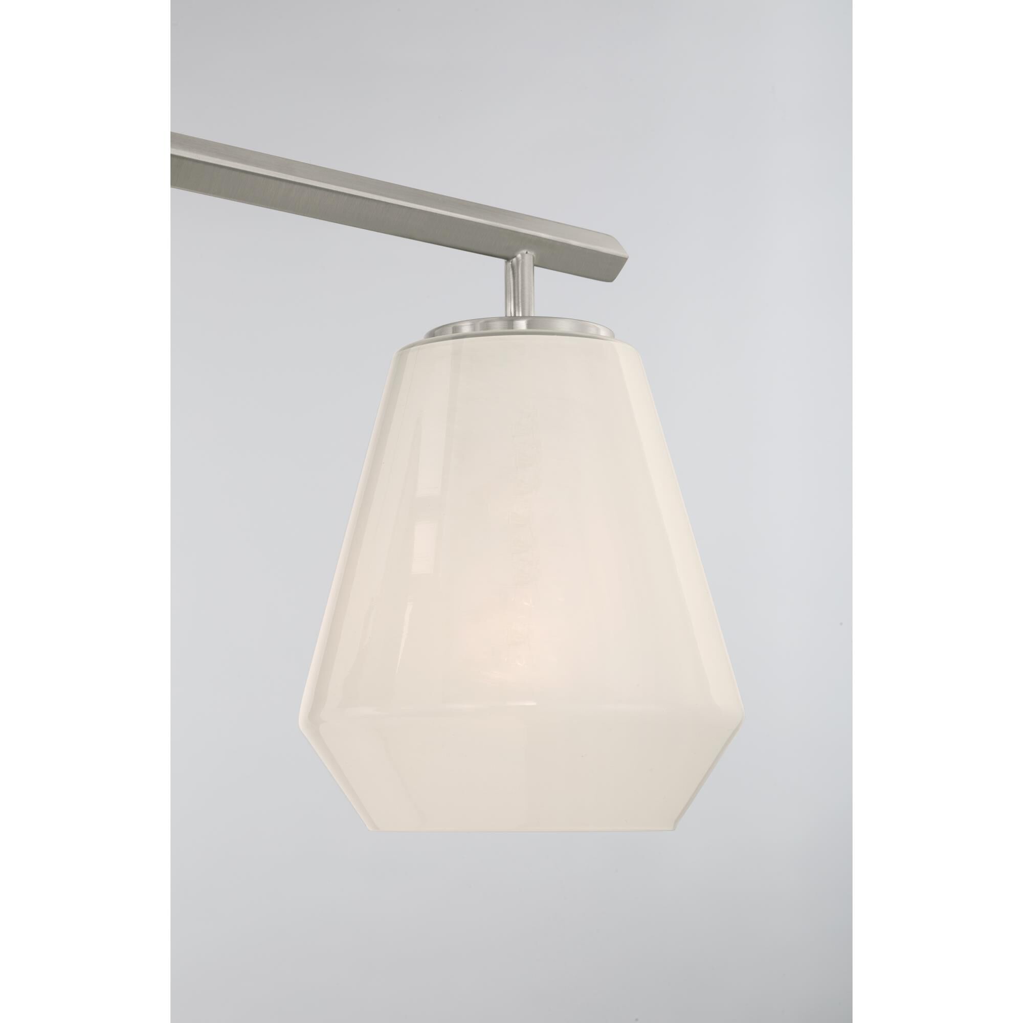 Shown in Brushed Nickel finish and Alabaster glass