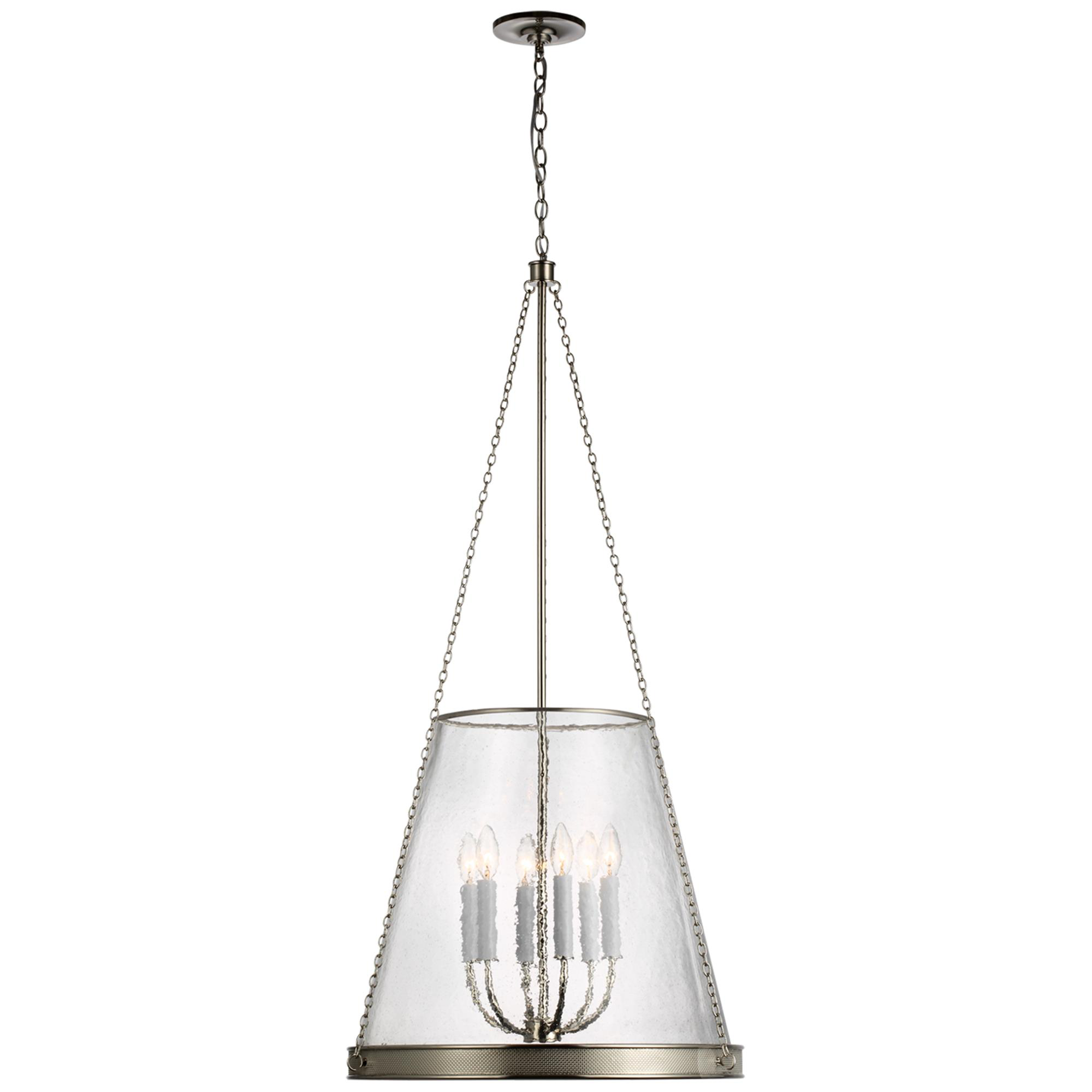 Shown in Polished Nickel finish and Clear Glass shade